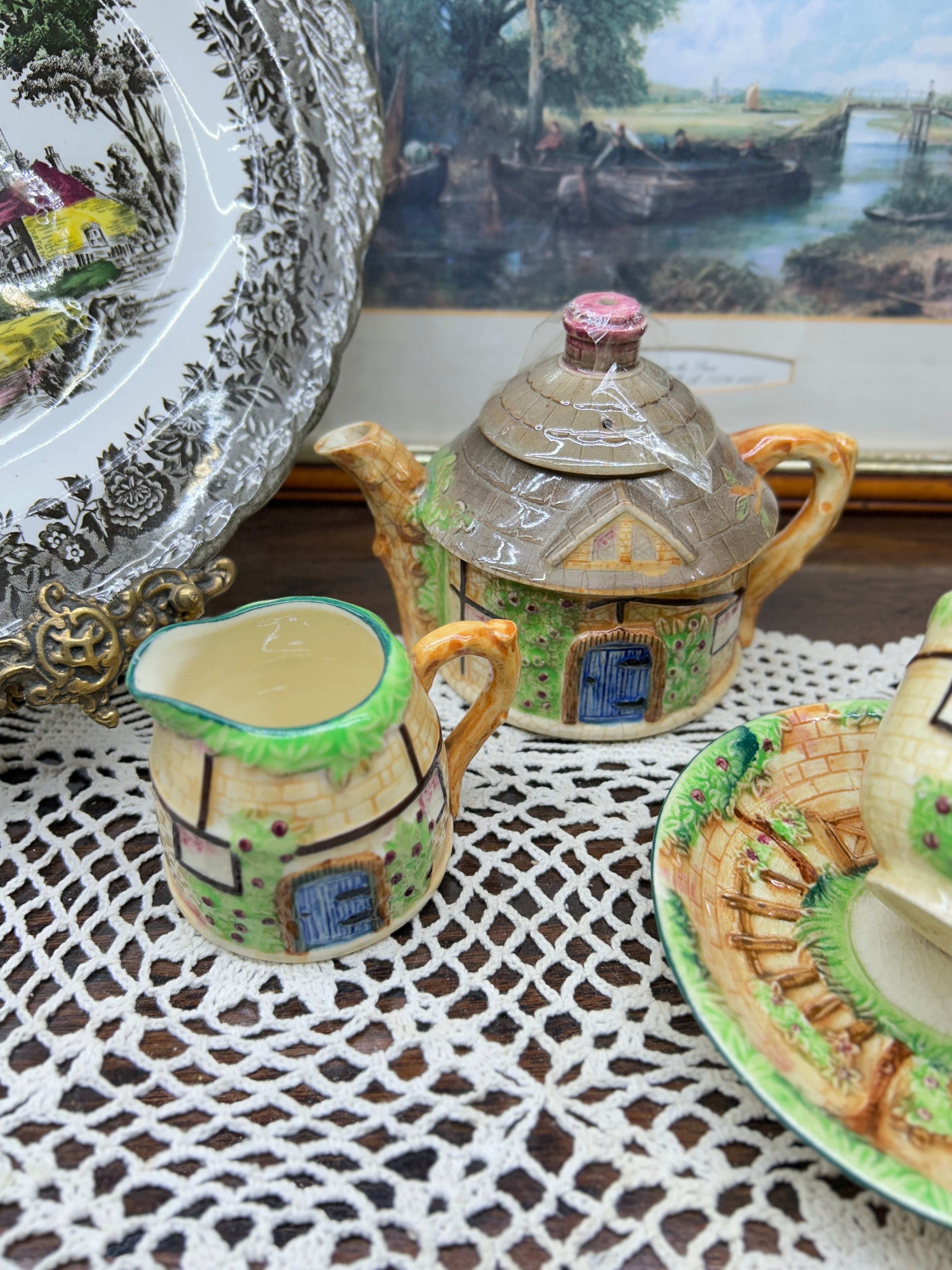 Vintage MARUTOMO cottage ware tea set for one — JAPAN