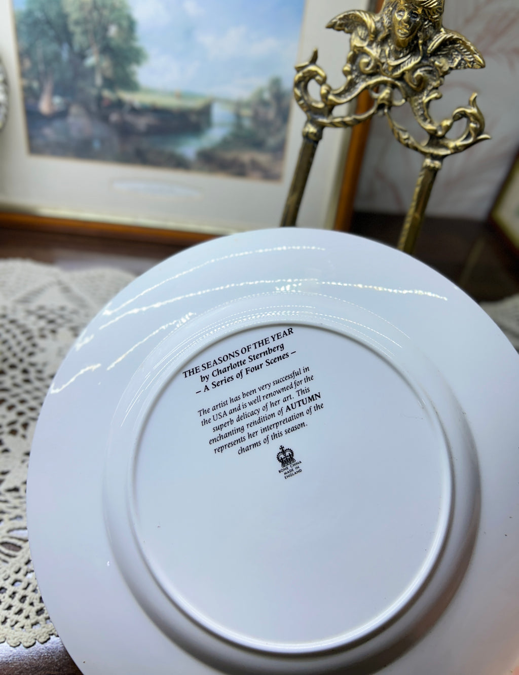 Vintage decorative wall plate "Seasons of the Year" series by artist Charlotte Sternberg 12”