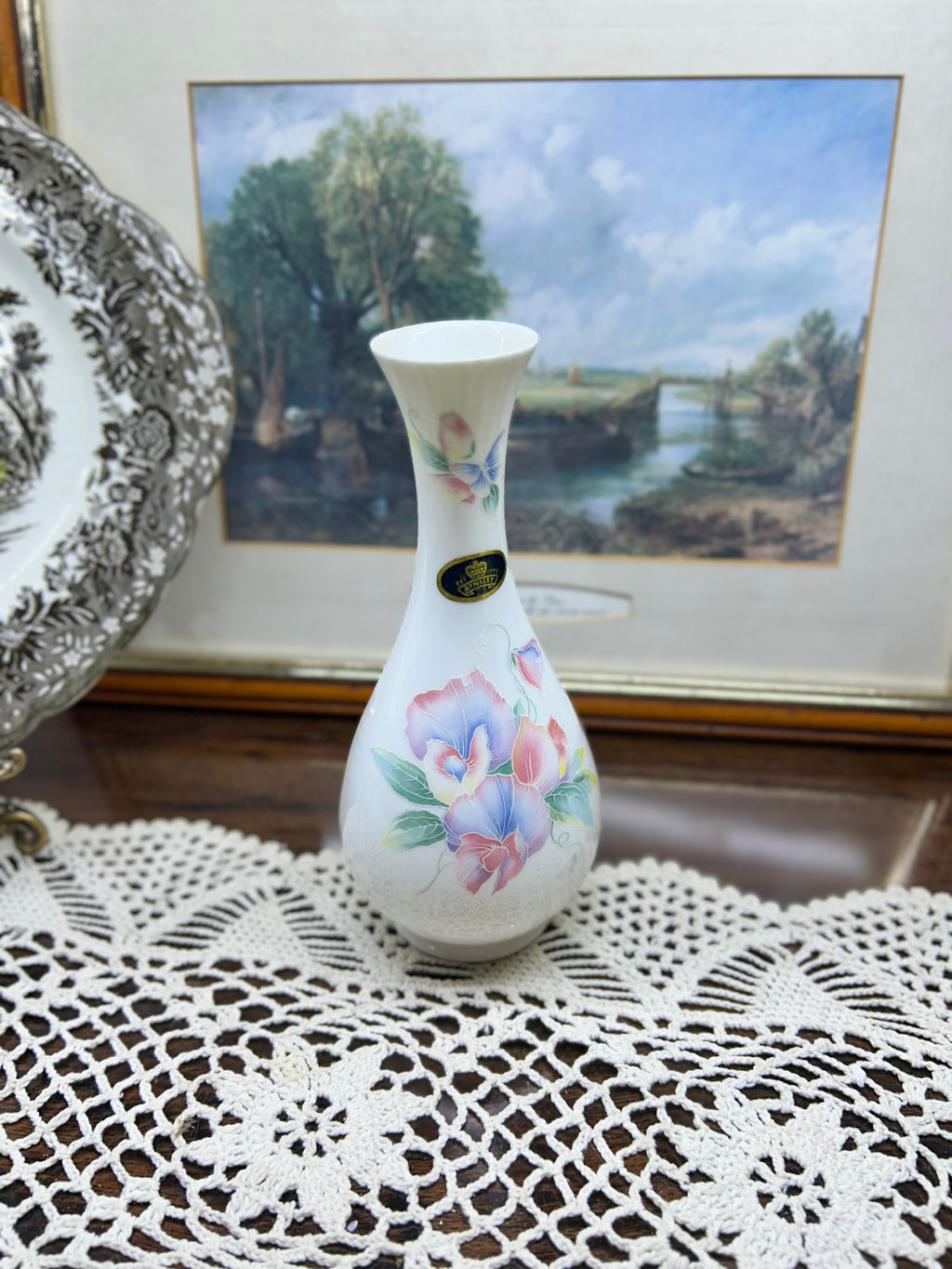 vintage Aynsley bone china bud vase— in “little sweetheart” pattern
