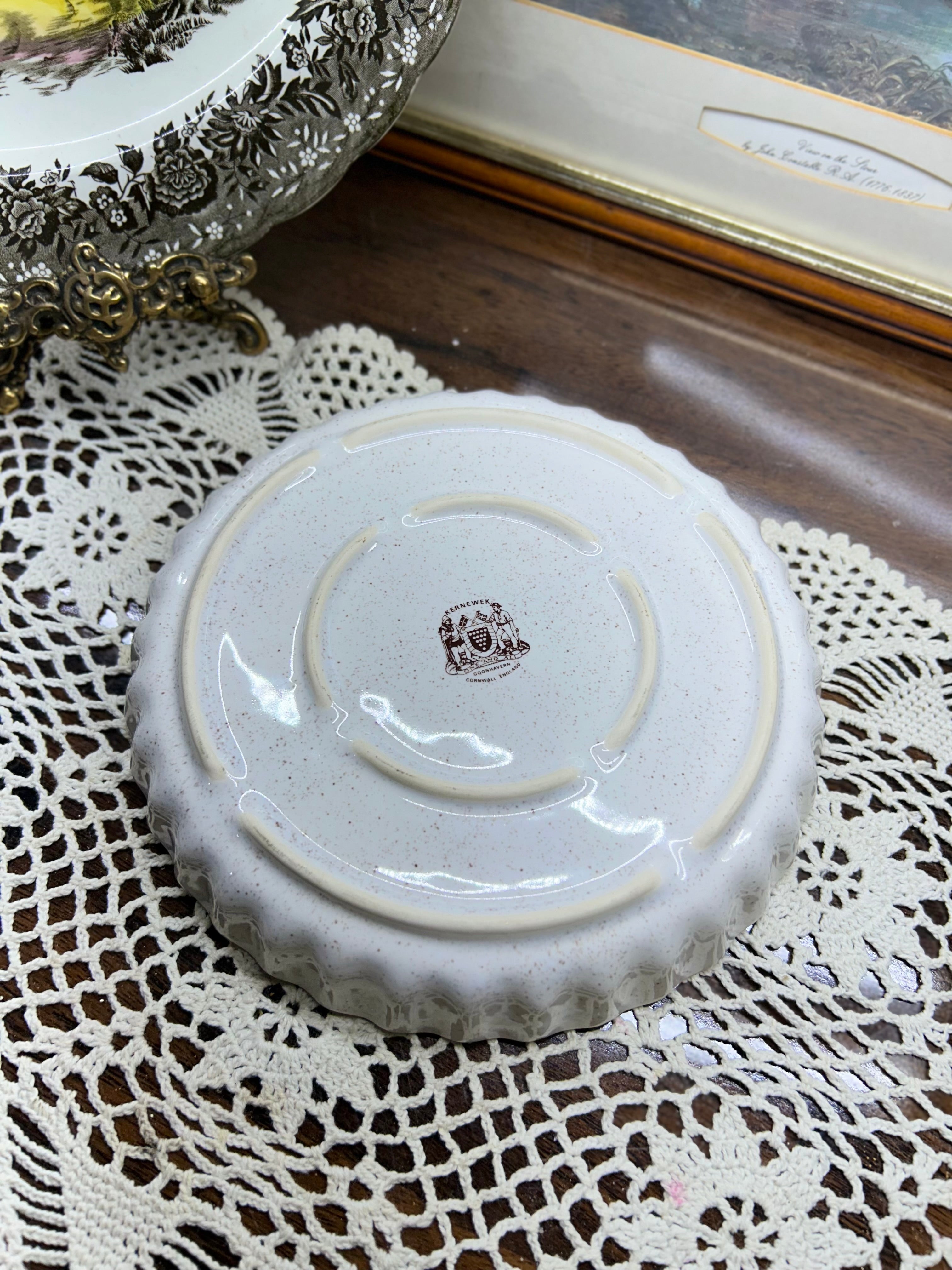 Vintage ceramic pie dish by kernewek pottery — England