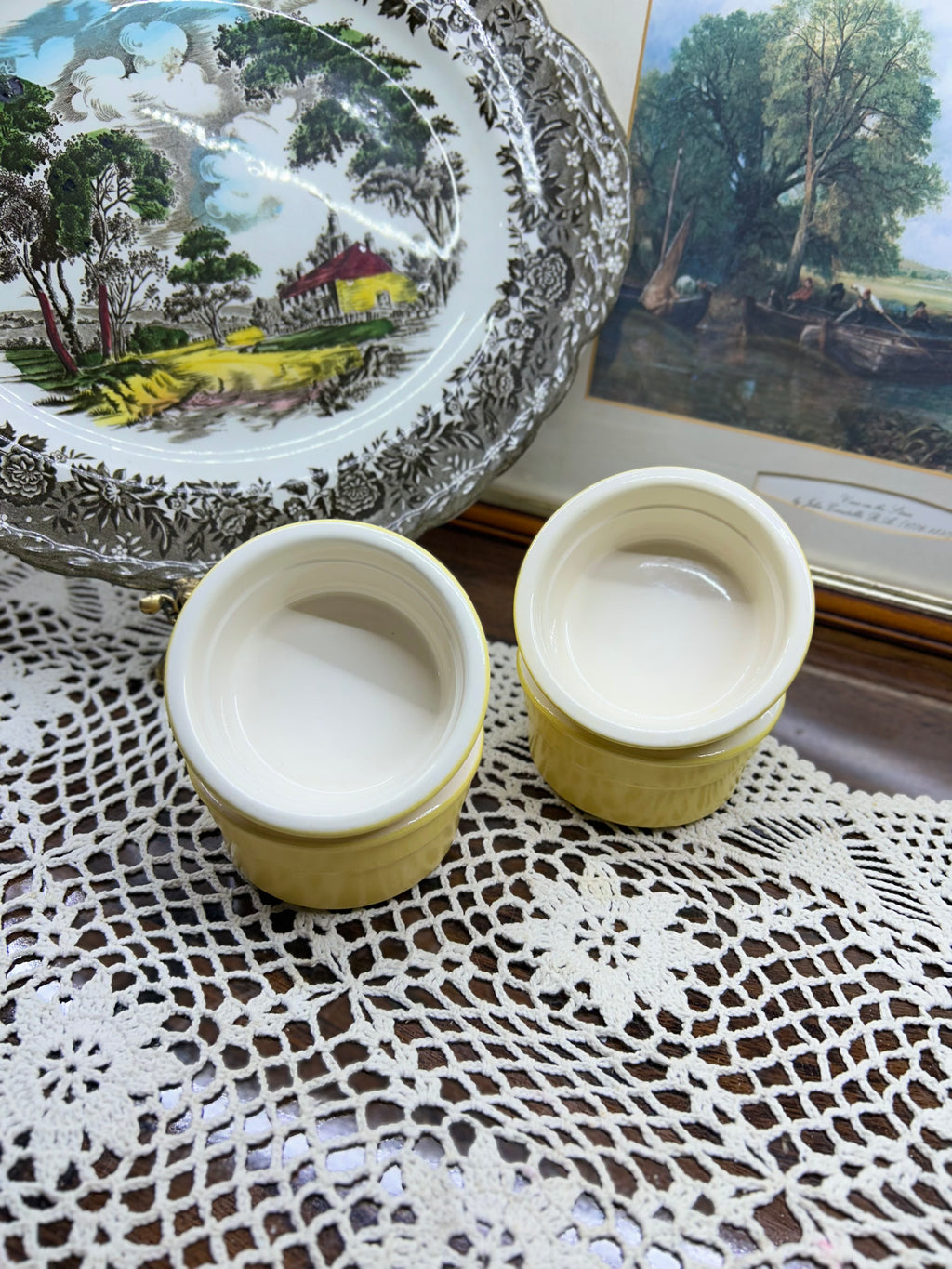 Vintage Cermer stoneware ramekins French baking dishes — SET OF 4