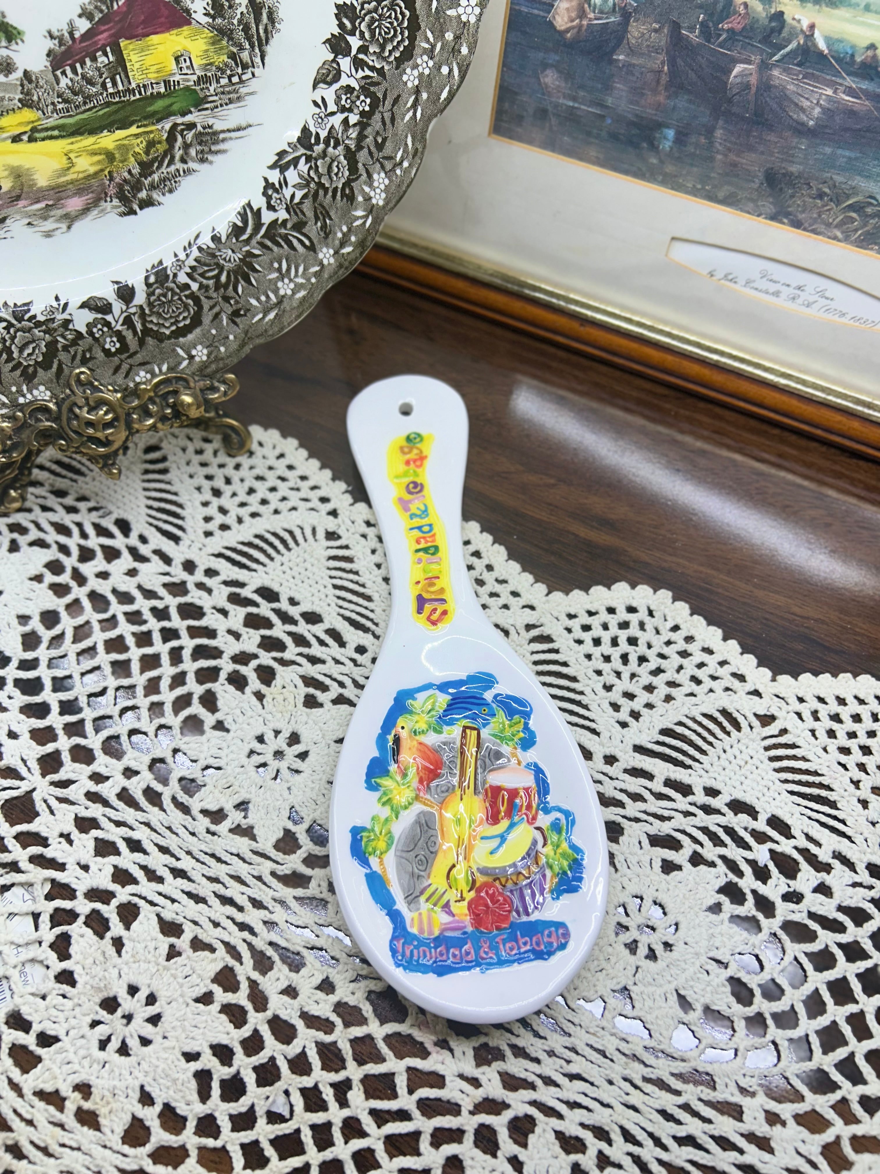 Ceramic handpainted spoon rest — from Trinidad & Tobago