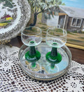 vintage Luminarc French "Römer" wine glasses with green ribbed beehive stems — Set of 2