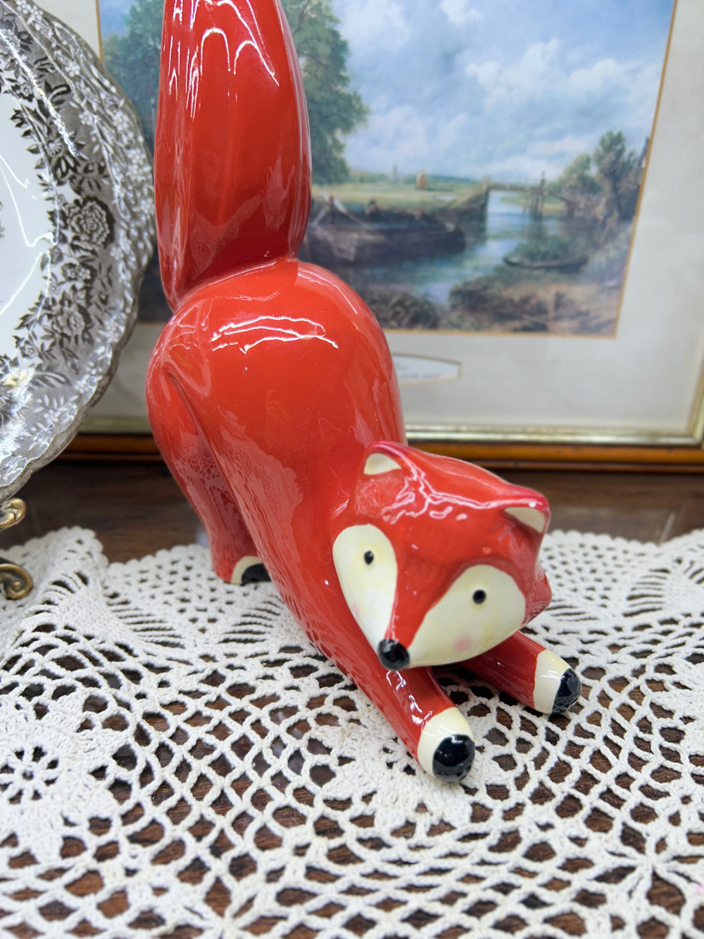 Thomas Hellstrom ceramic fox figurine made for Nittsjö 9”