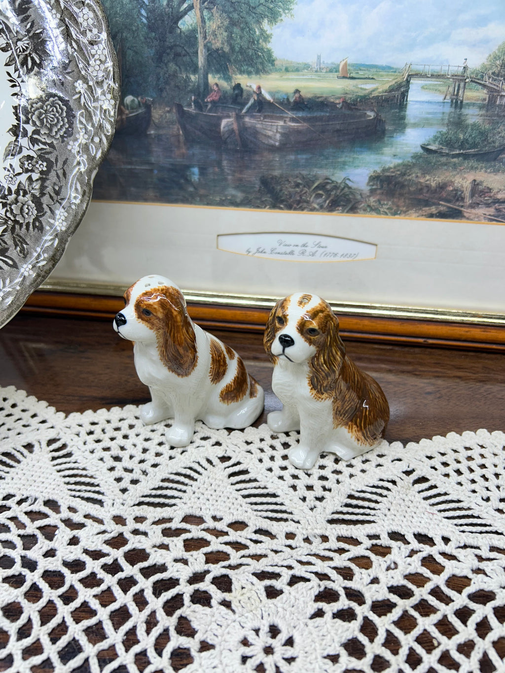 Quail Ceramics Blenheim Cavalier King Charles Spaniel salt and pepper shakers.