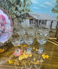 Libbey "Rose Bouquet" sherry glasses feature a delicate etched floral pattern — Set of 6