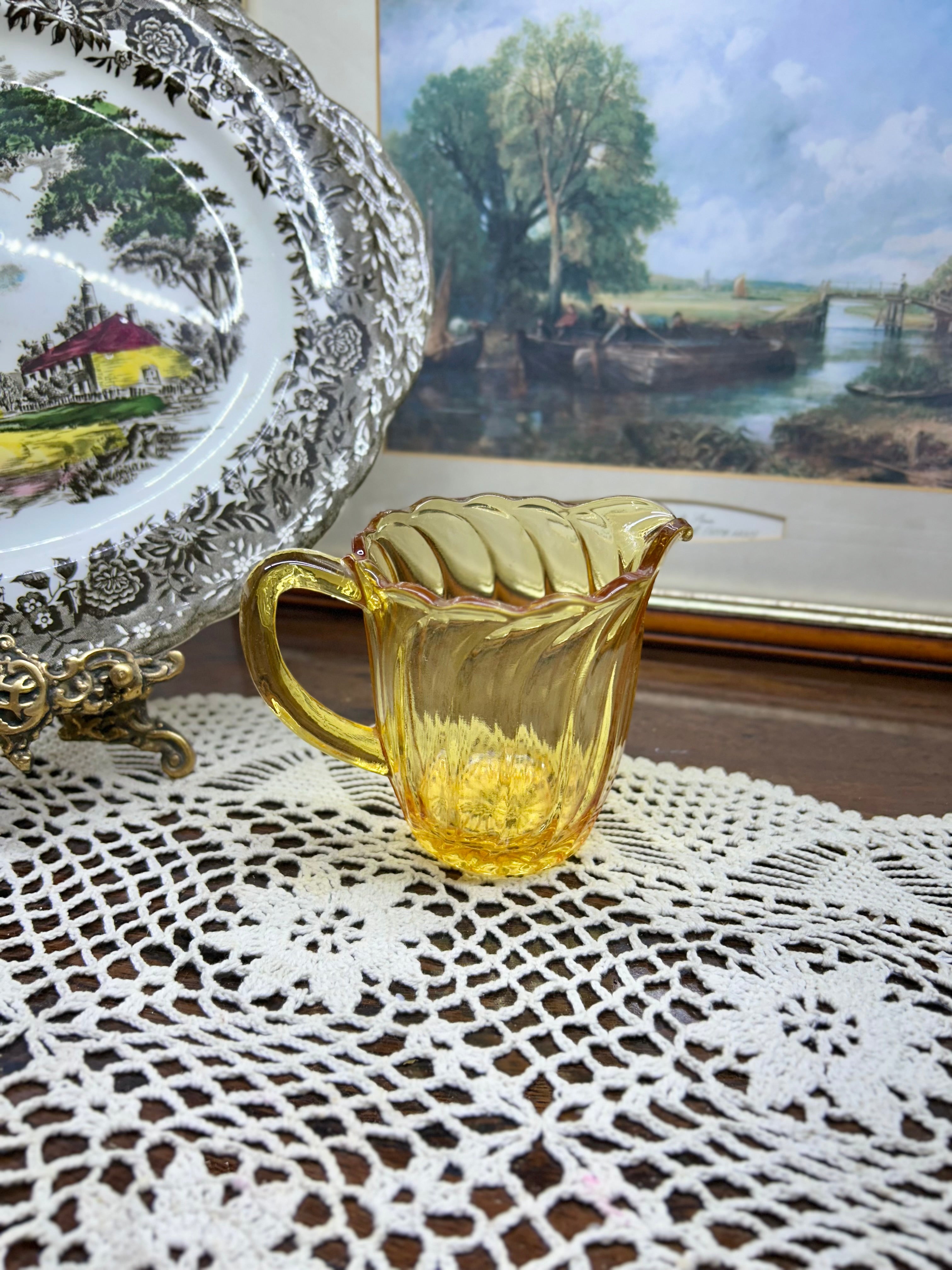 Vintage Bagley Amber Brown Carnival Glass Milk Creamer Jug