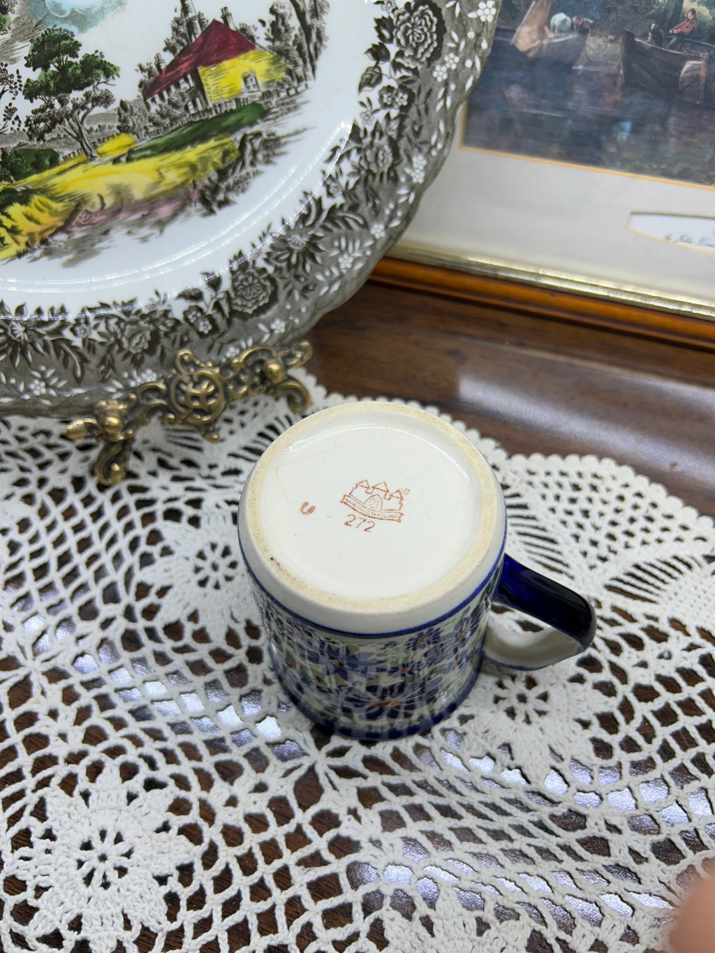 Vintage handpainted cermaic mug — England
