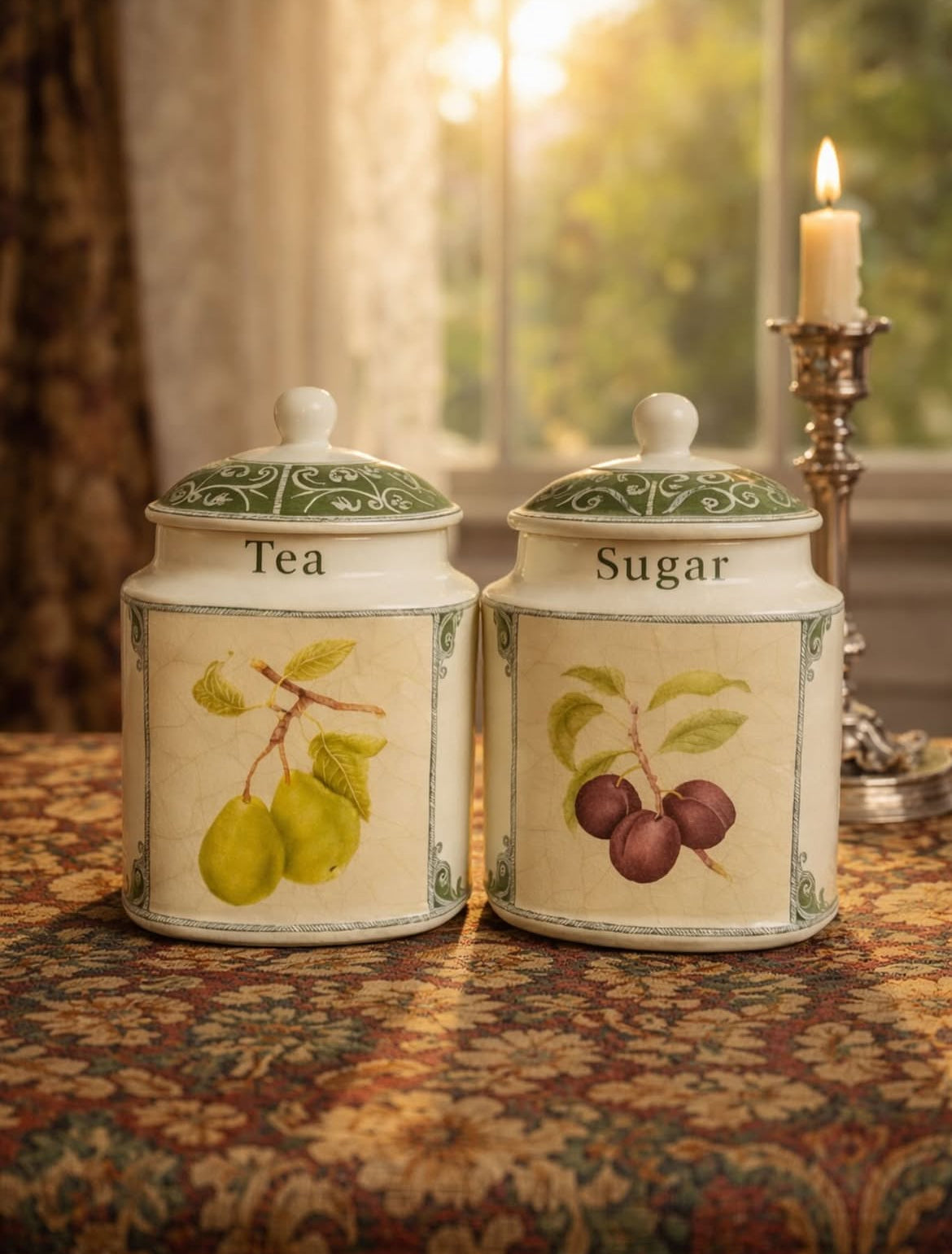 Arthur Wood England "Orchard Fruit" collectible kitchen storage jars — Set of 2 England