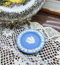 Wedgwood Blue Jasperware miniature plate — featuring a white classical chariot scene.