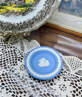 Wedgwood Jasperware round trrinket in pale blue with white relief decoration