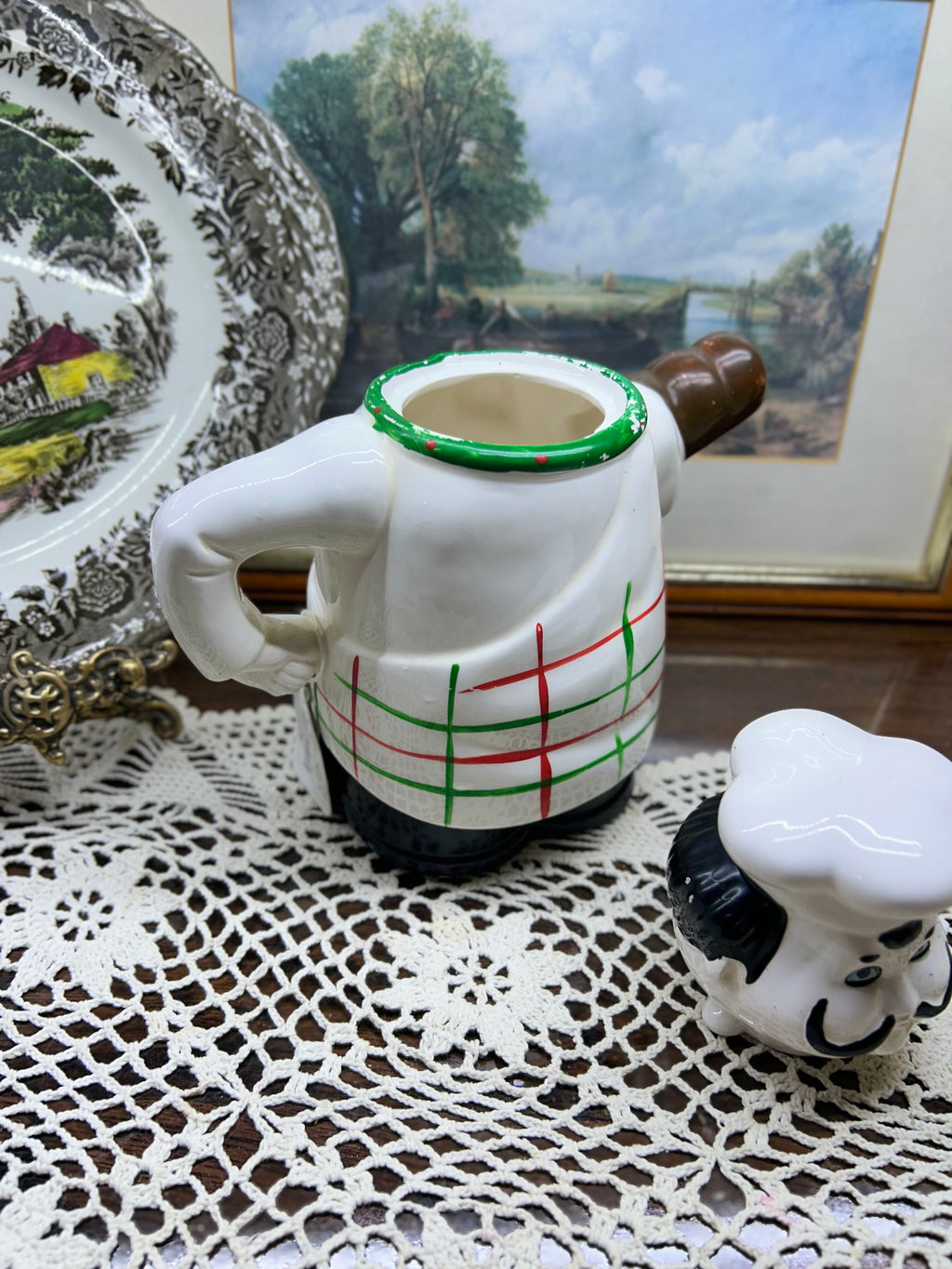 vintage ceramic chef figural teapot