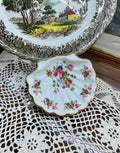 vintage fenton floral rose pattern scalloped trinket dish — fine bone china  5”