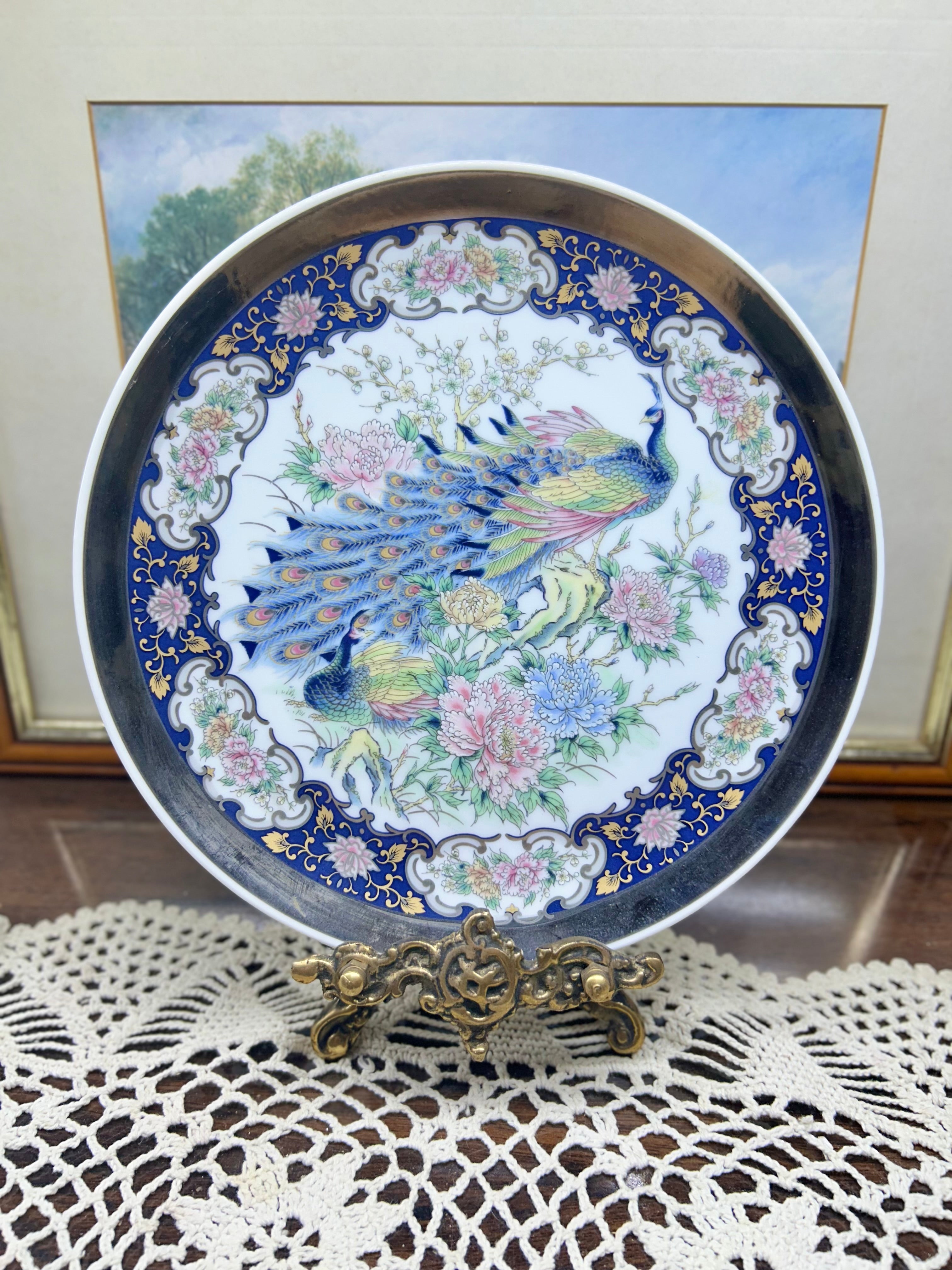 Vintage IMPERIAL peacock plate Porcelain arnart — Japan