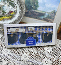 Bistro Bleu branded set of heart-shaped slate place settings with twine & chalk