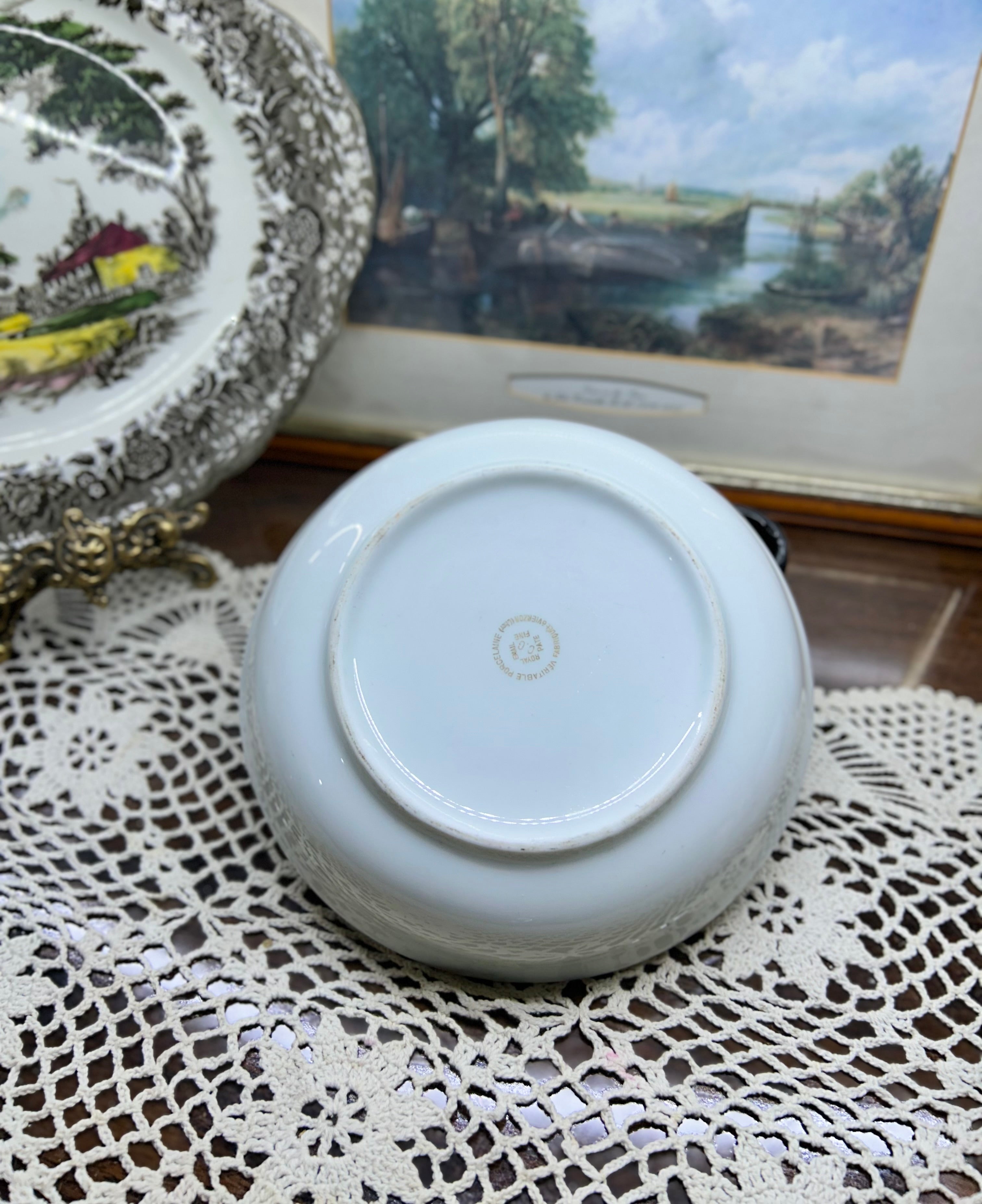 Vintage porcelain warming/heated baby plate — France