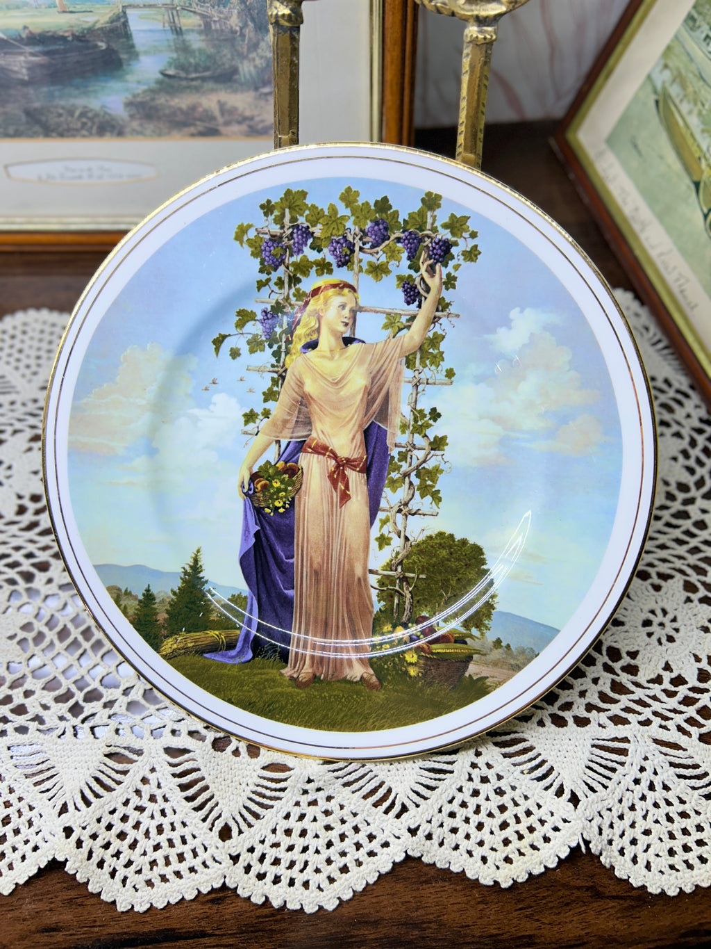 Vintage decorative wall plate "Seasons of the Year" series by artist Charlotte Sternberg 12”