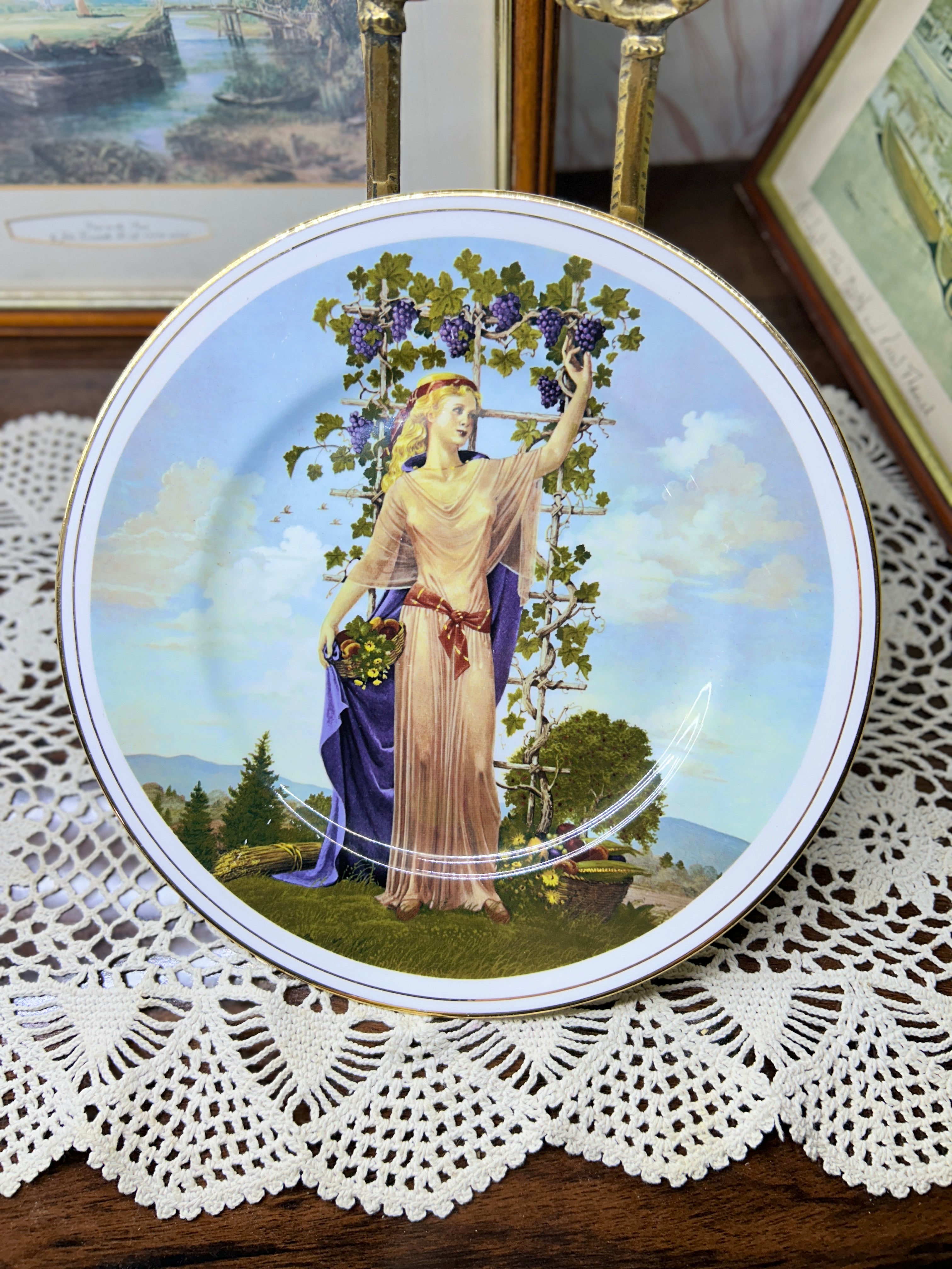 Vintage decorative wall plate "Seasons of the Year" series by artist Charlotte Sternberg 12”