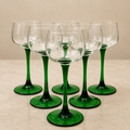 Luminarc wine glasses featuring distinctive green stems and bases — Set of 7