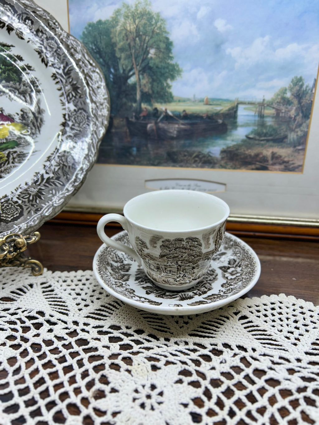 vintage teacup and saucer set is from the "Royal Mail" collection, produced by Myott in Staffordshire