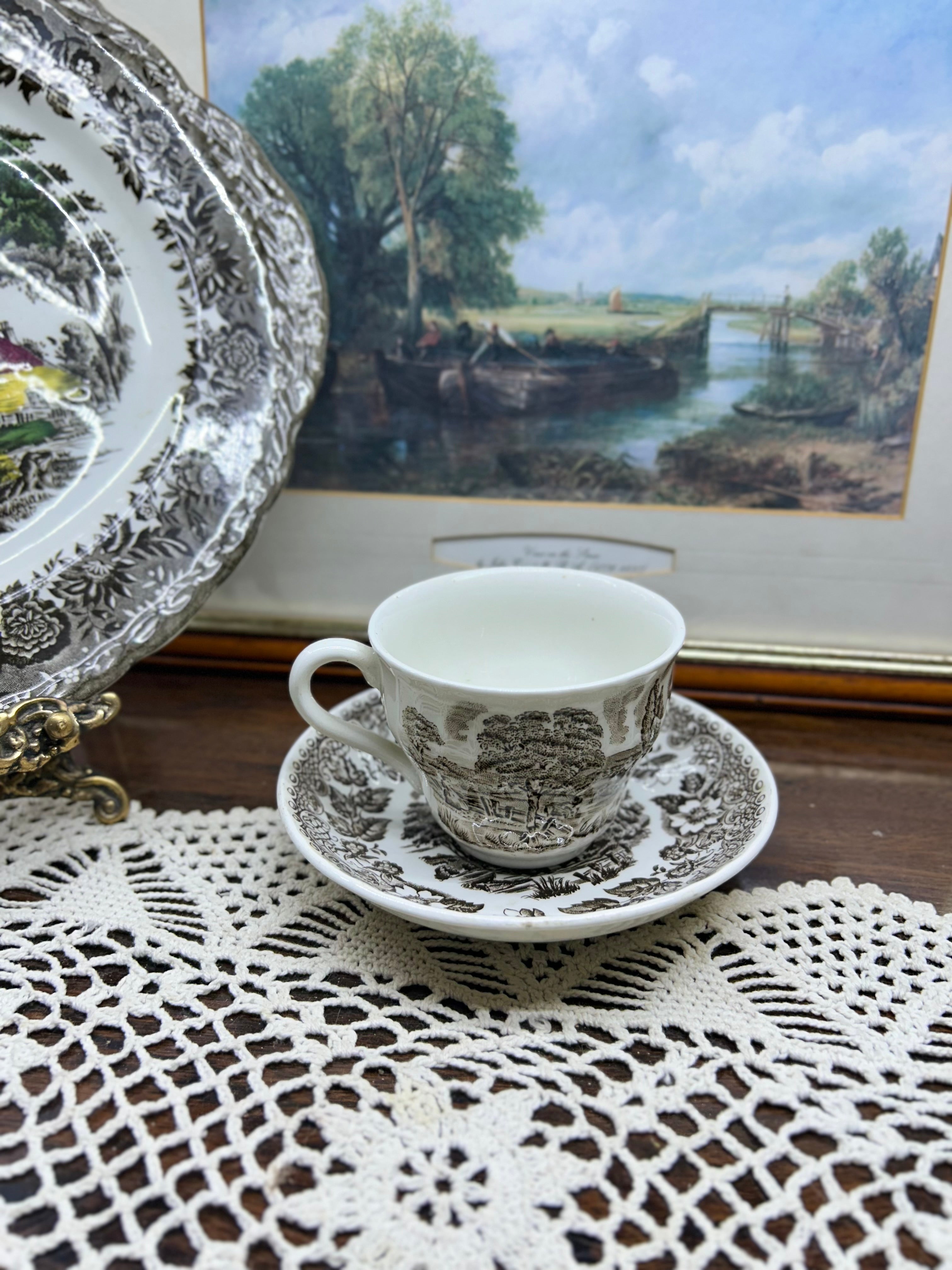 vintage teacup and saucer set is from the "Royal Mail" collection, produced by Myott in Staffordshire
