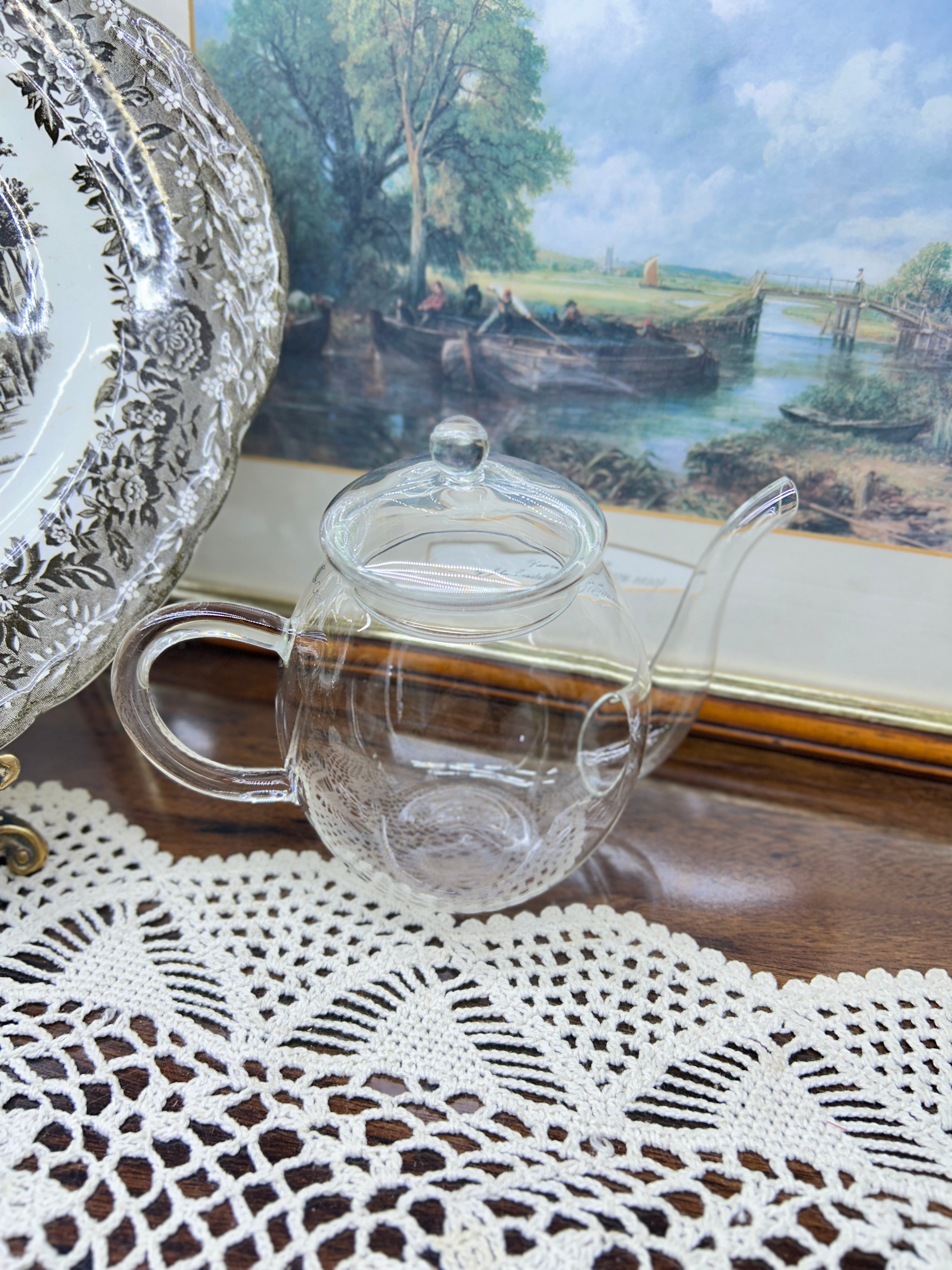 Creano brand 500ml glass teapot designed for blooming tea — boxed