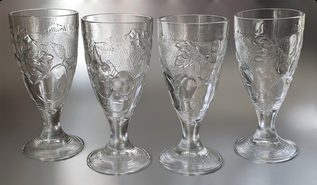 Arcoroc French Gourmande water goblets with fruit embossed glasses — SET OF 11