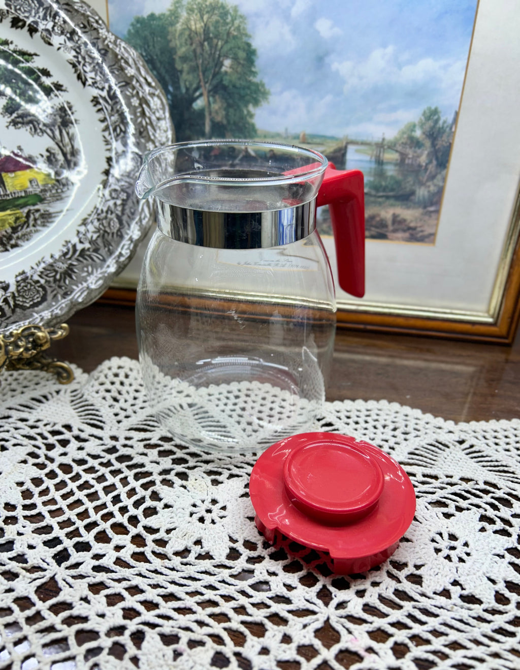 Melitta classic tall glass jug with red plastic handle