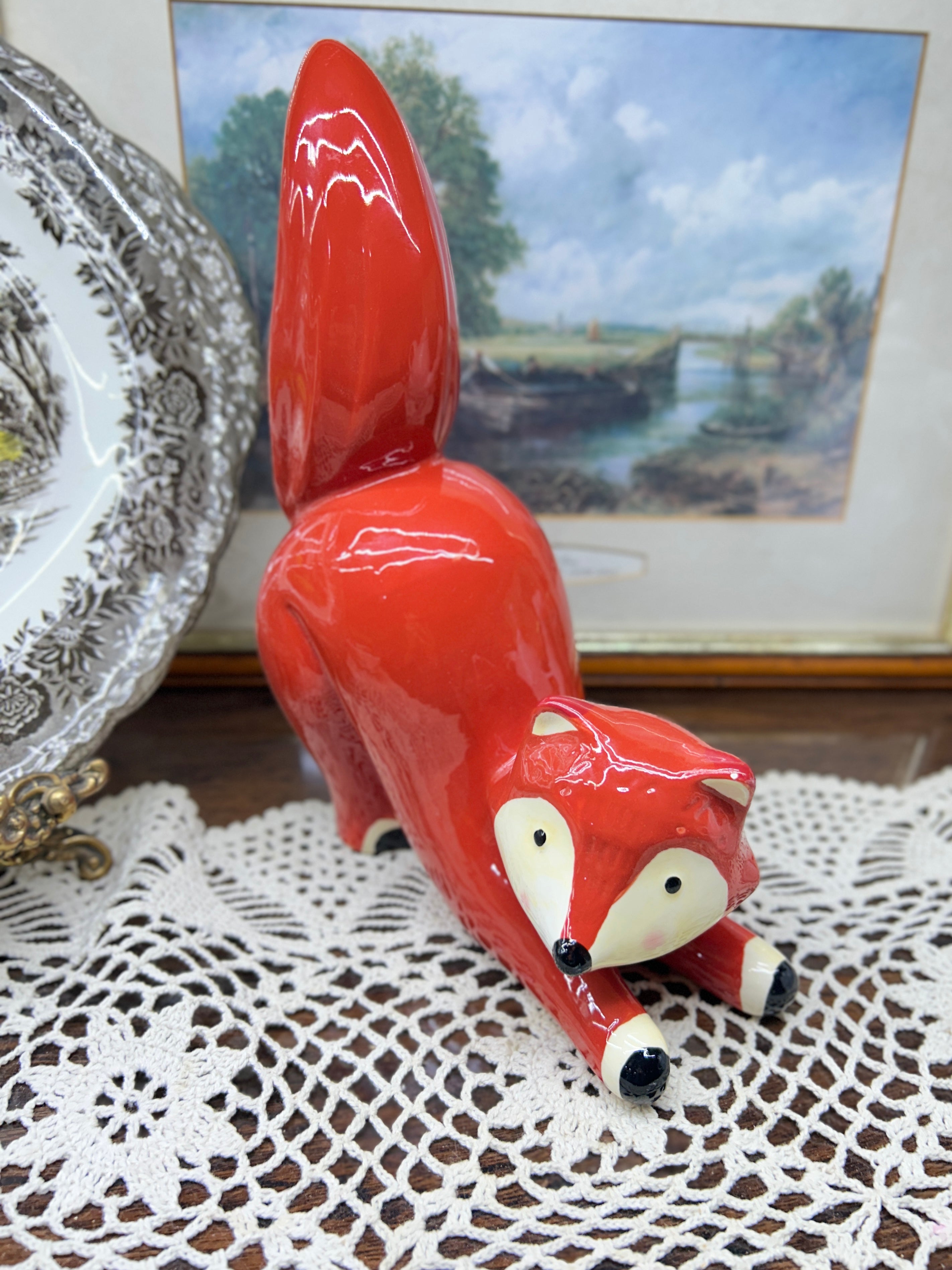 Thomas Hellstrom ceramic fox figurine made for Nittsjö 9”