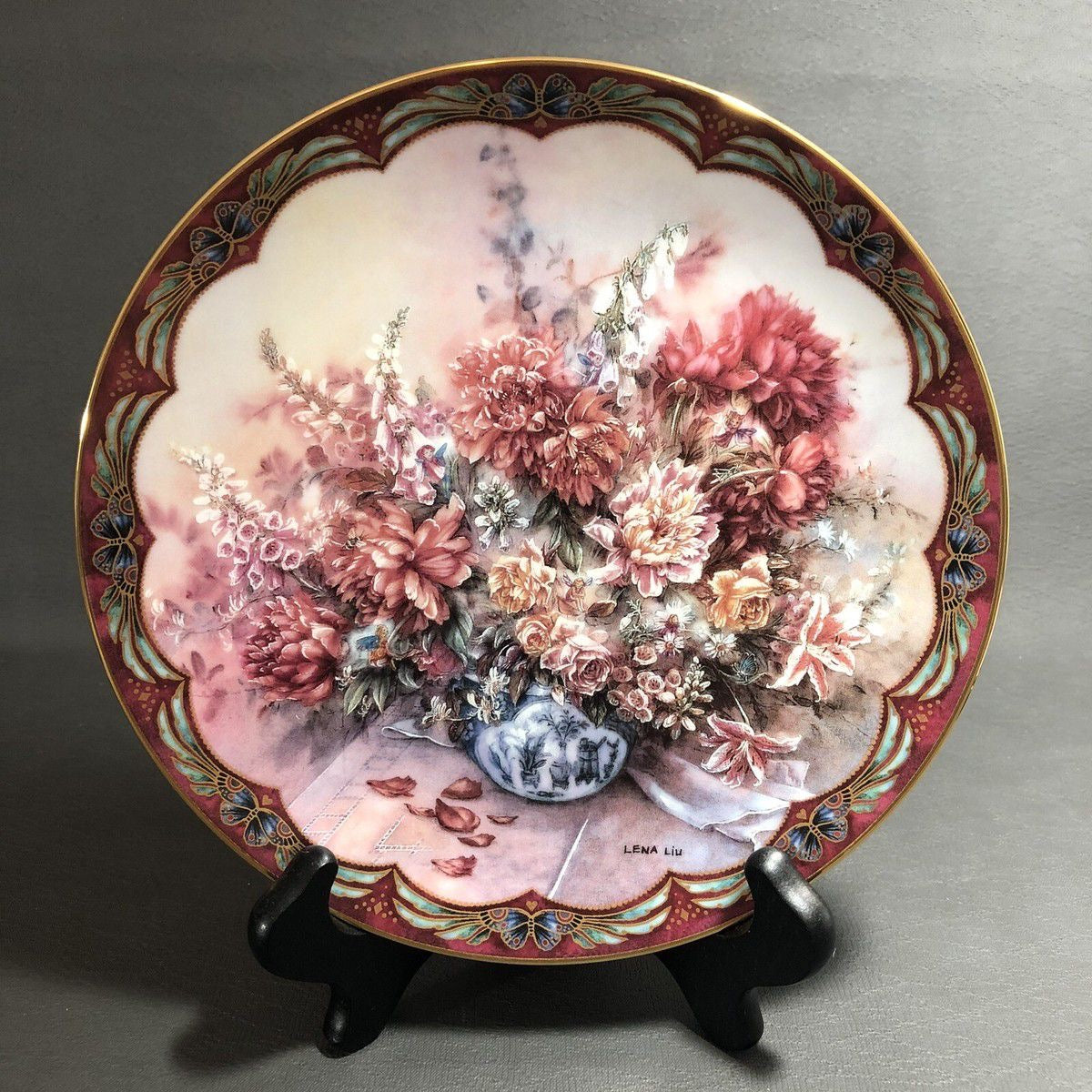 Lena Liu's Basket Bouquets "Petal Playmates" Collectors Plate by WS George, 1992 LIMITED EDITION