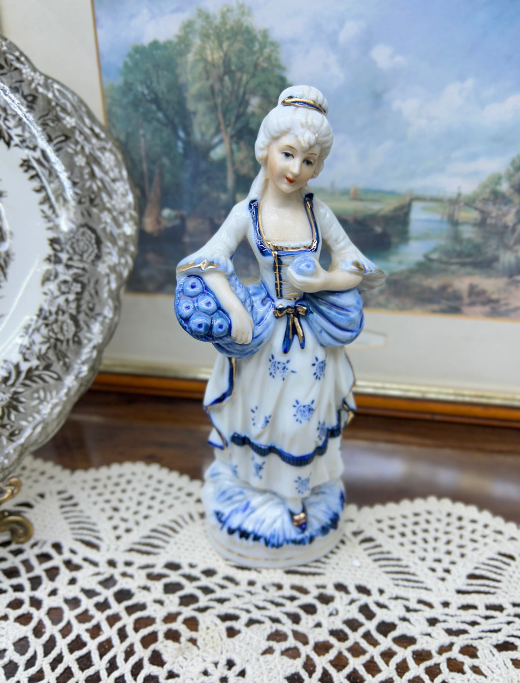 Vintage porcelain Bisque Edwardian decorative figurine — JAPAN