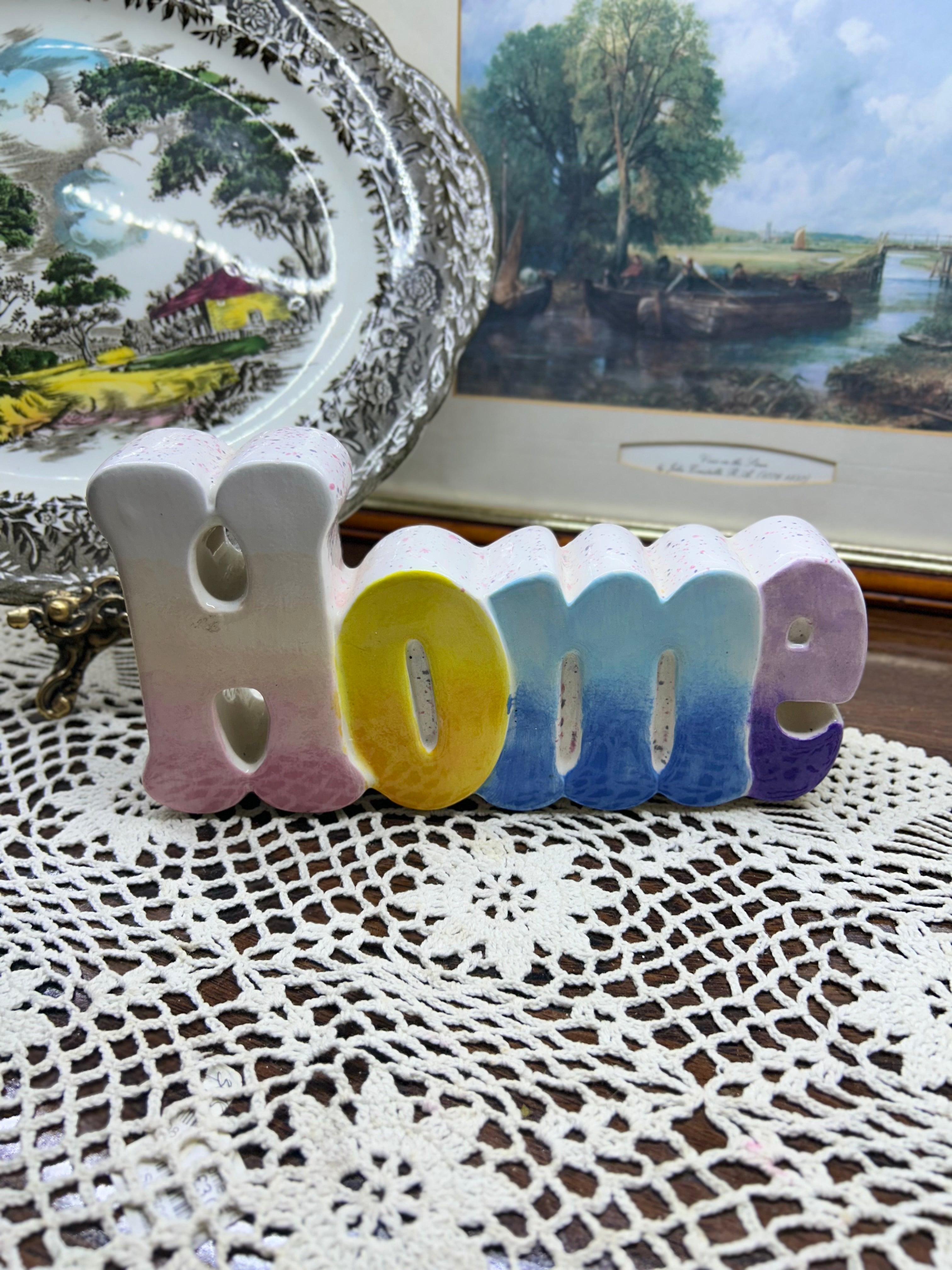 Decorative ceramic “HOME” chunky wall plaque
