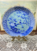 Japanese Arita-yaki porcelain plate features a detailed bird and floral motif 7”