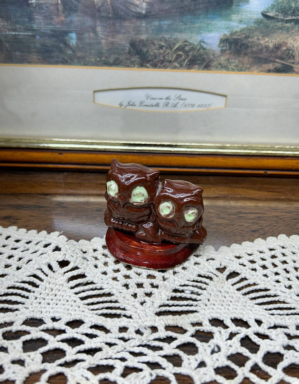 Vintage porcelain hand-painted owl figurine