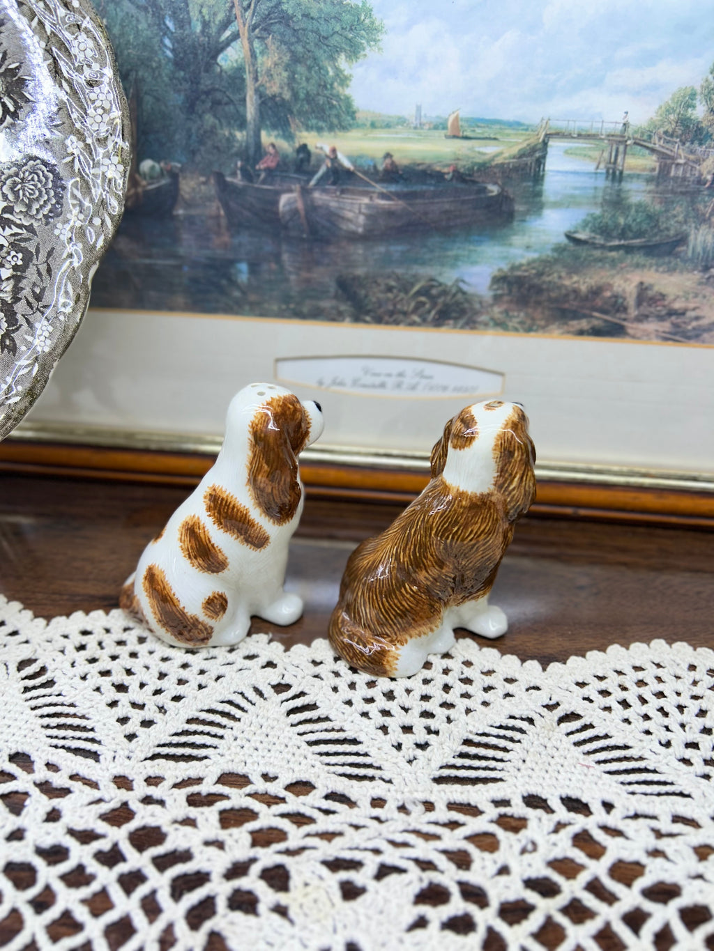 Quail Ceramics Blenheim Cavalier King Charles Spaniel salt and pepper shakers.