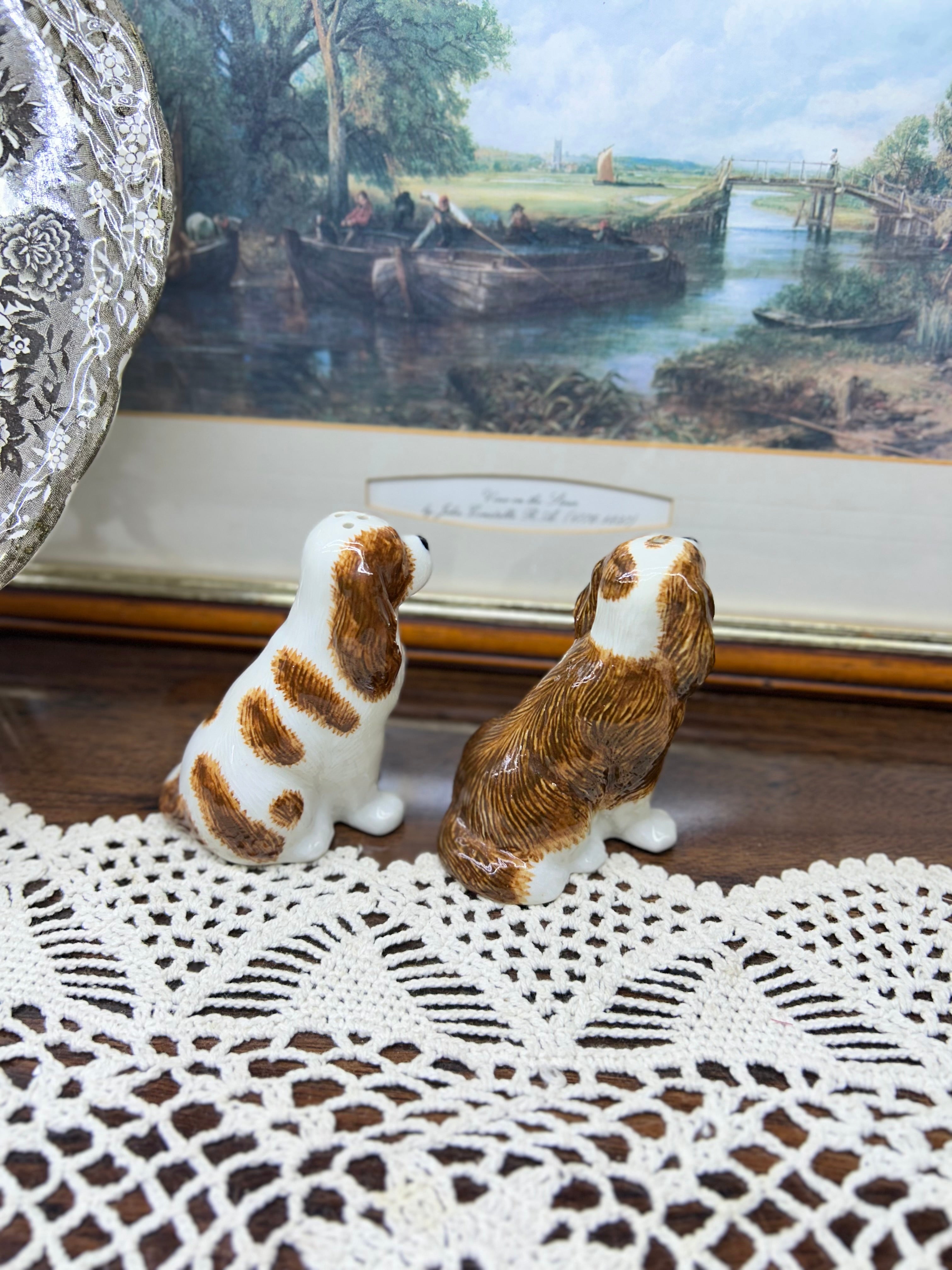 Quail Ceramics Blenheim Cavalier King Charles Spaniel salt and pepper shakers.