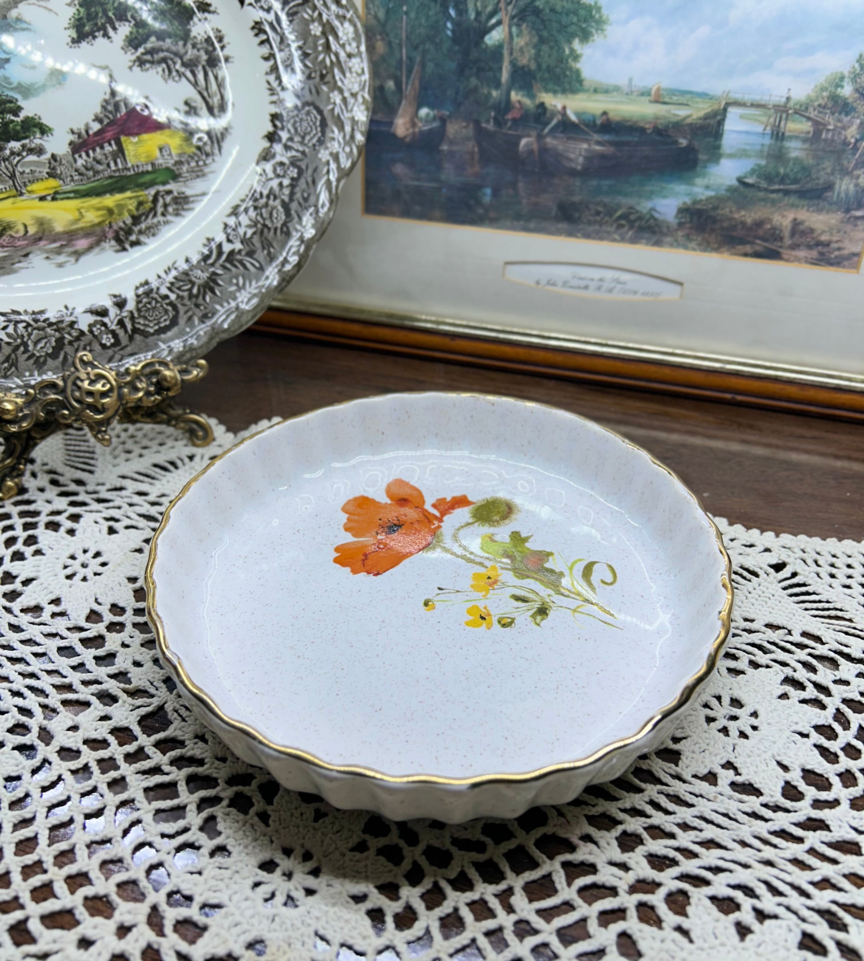 Vintage ceramic pie dish by kernewek pottery — England