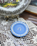 Vintage Wedgwood blue Jasperware pin dish featuring the Libra zodiac sign