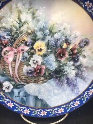 Lena Liu's Basket Bouquets "Pansies" Collectors Plate 8” by WS George, 1992 LIMITED EDITION