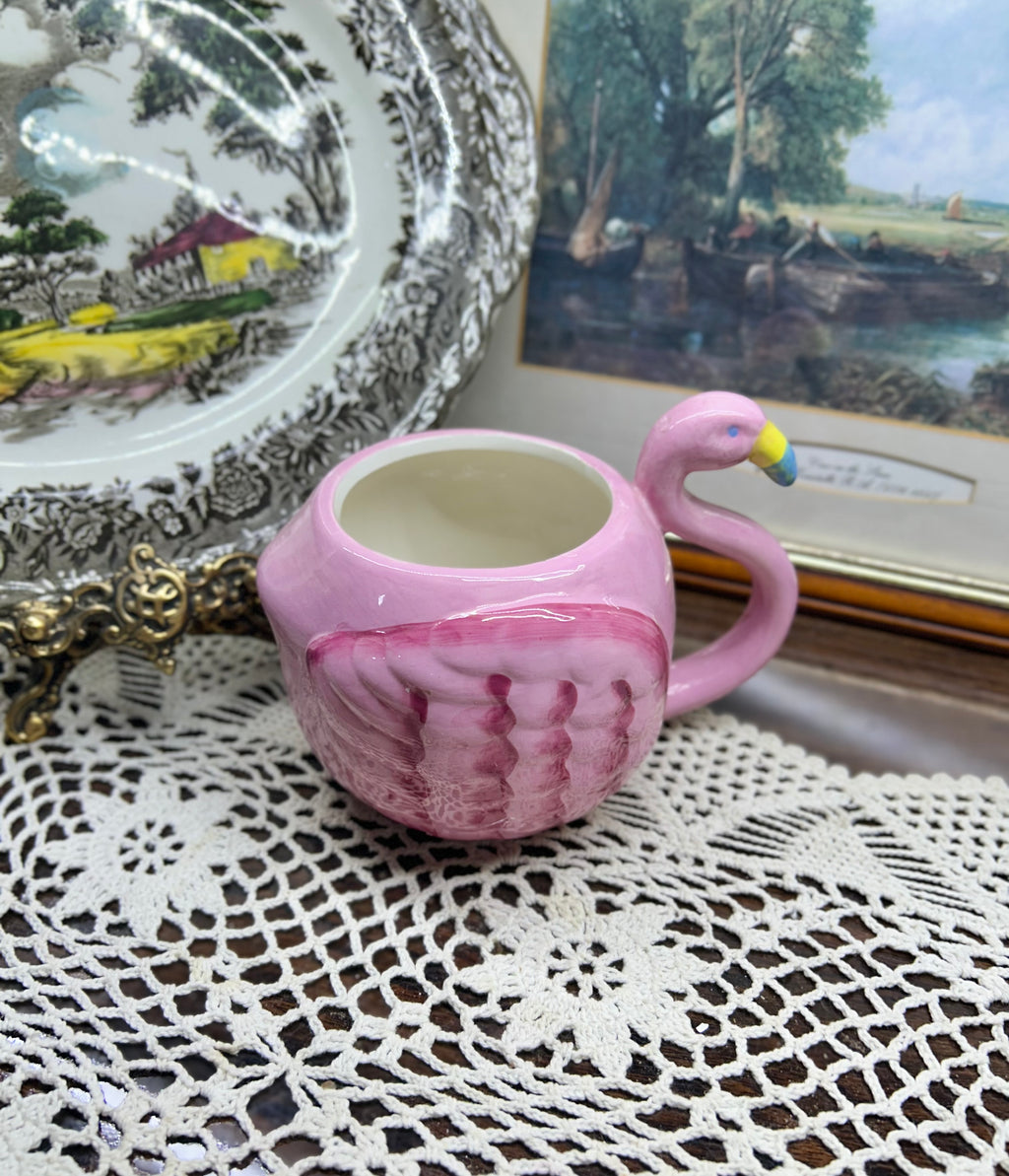 3D Pink flamingo shaped molded ceramic large coffee mug