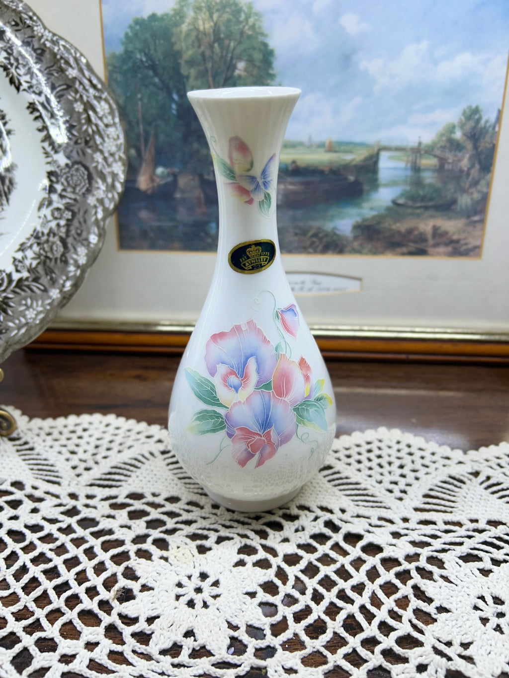 vintage Aynsley bone china bud vase— in “little sweetheart” pattern