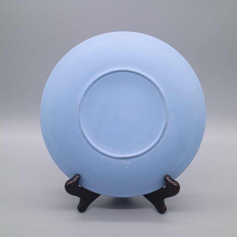 Vintage Wedgwood blue jasperware display plate — featuring classical white bas-relief cherub scenes (RARE FIND)