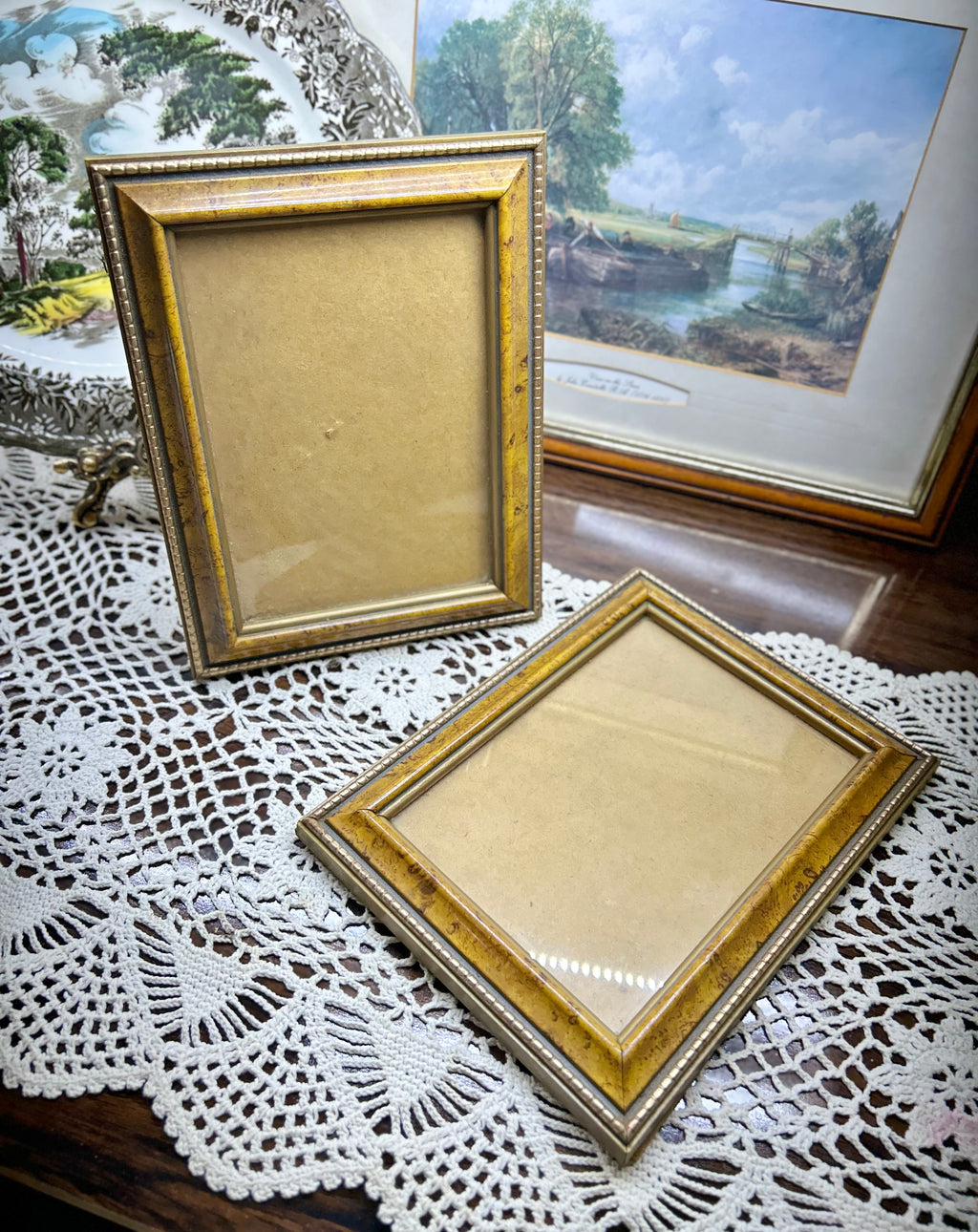Pair of wooden photo frames — England