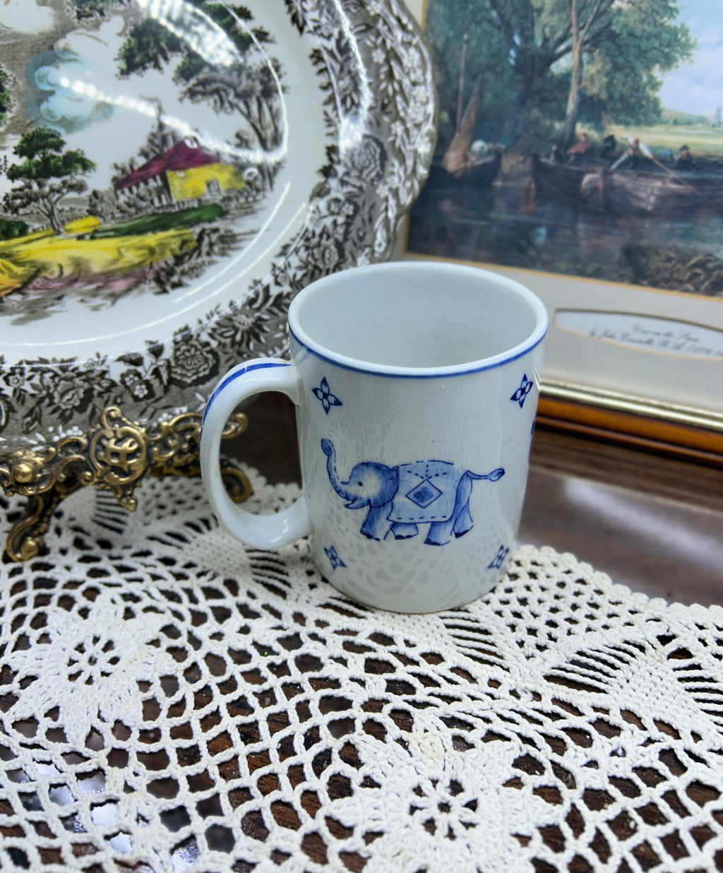 Ceramic elephant painted tea mug — Thailand