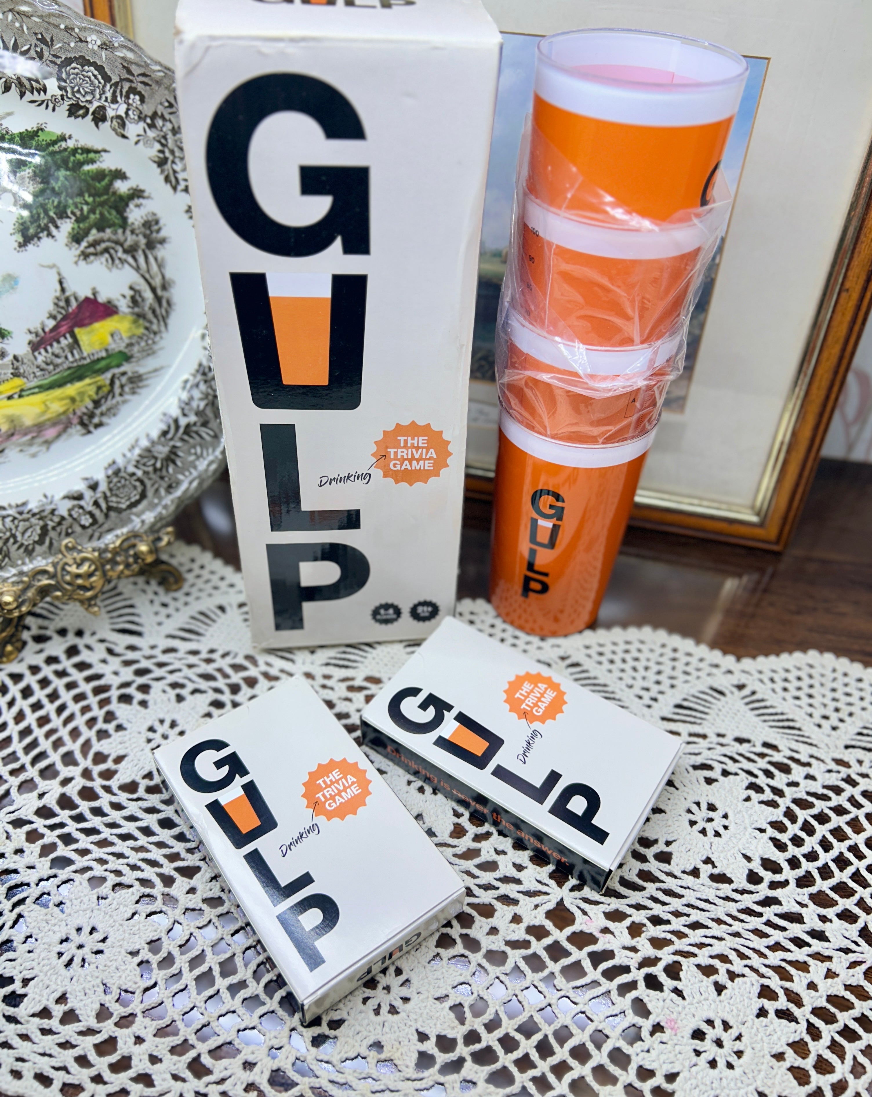 Gulp Trivia Game by Marektoy, a drinking game for 1-4 players — boxed