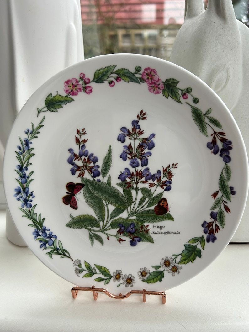 Series of seven plates from the “herbs by ROYAL WORCESTER” collection — limited edition botanical design 7”