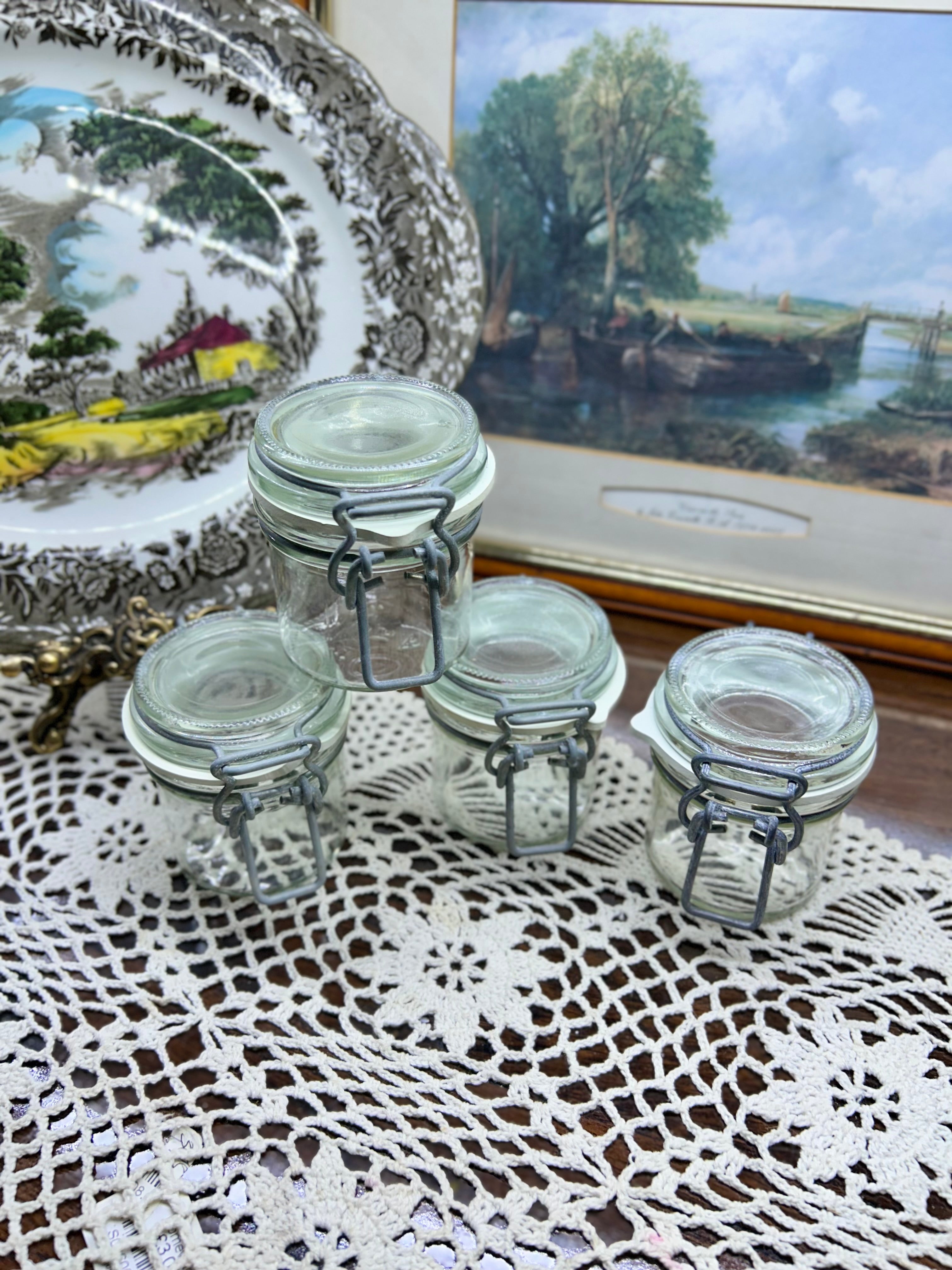 Vintage-style glass preserving jar, 135 ml clip top jars — Set of 4