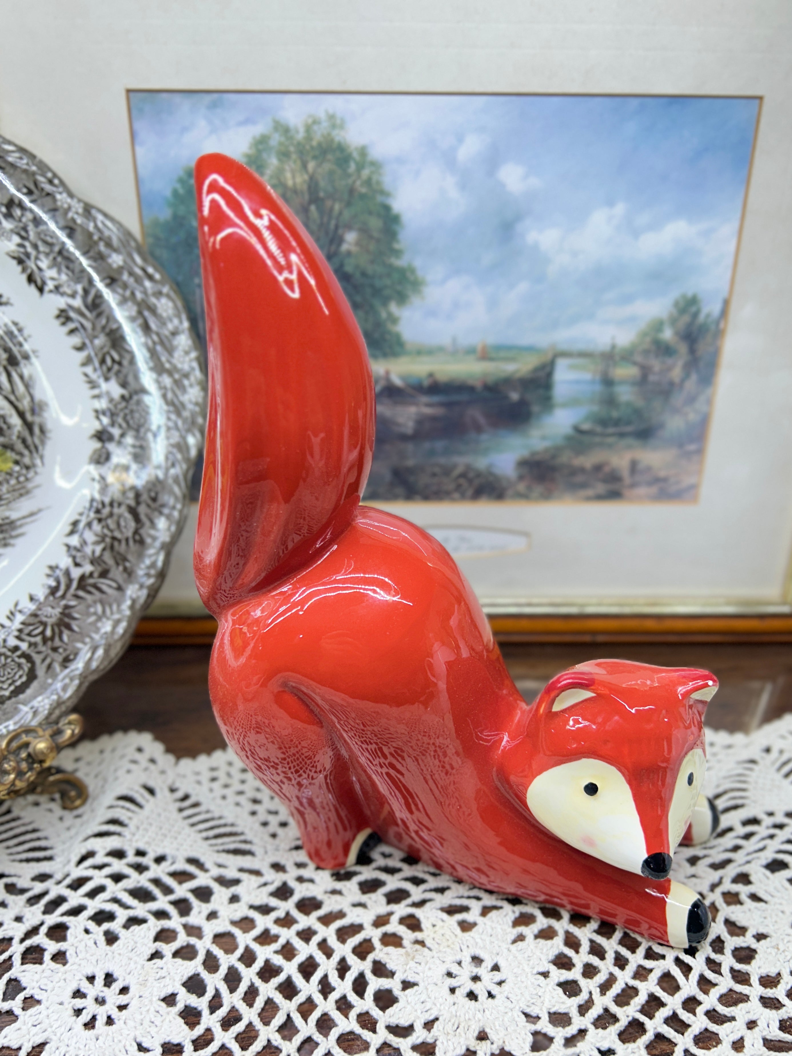 Thomas Hellstrom ceramic fox figurine made for Nittsjö 9”
