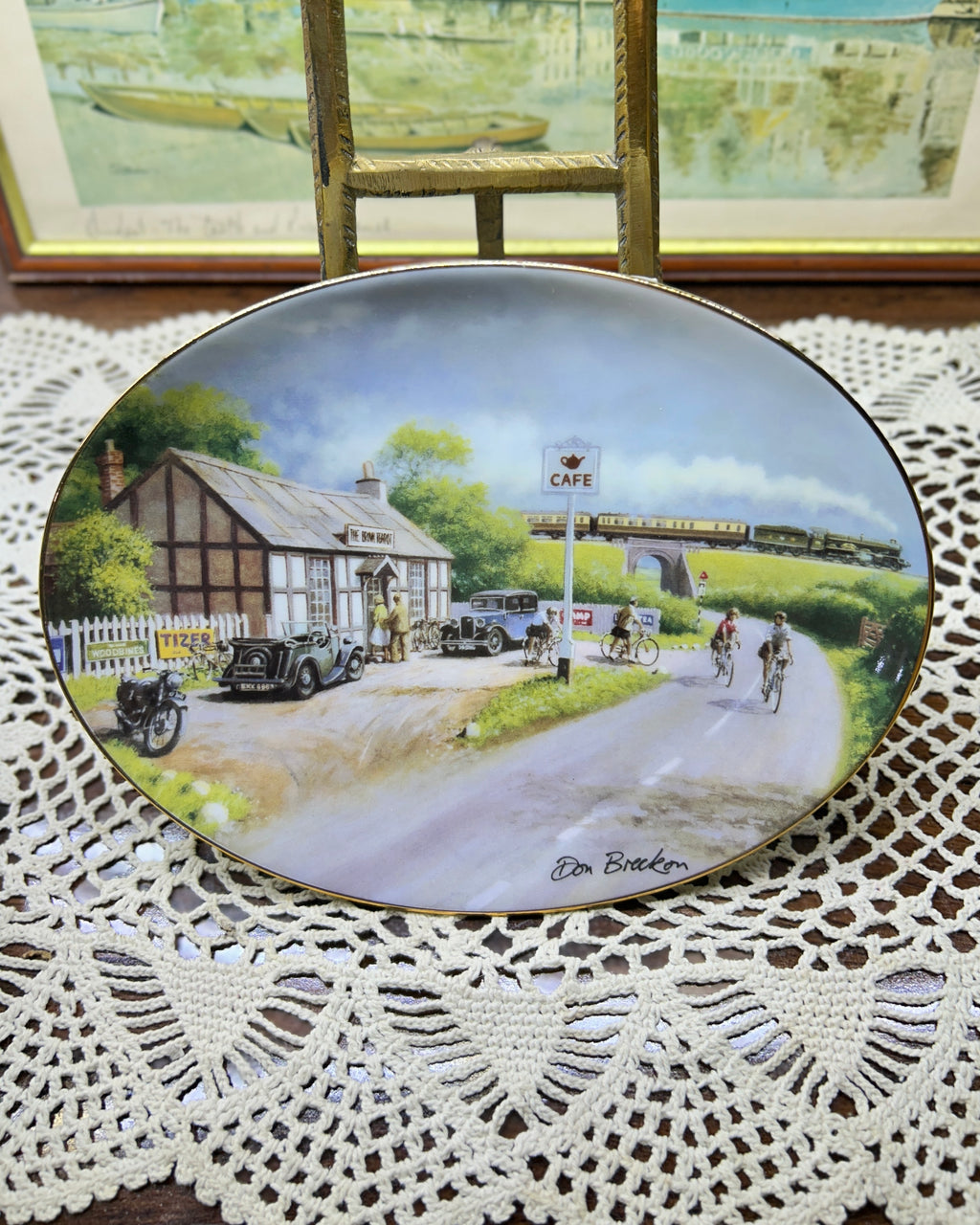 Davenport Pottery collector plate from the "Sunday Outings" series, specifically titled "At the Brown Tea Pot" 9”