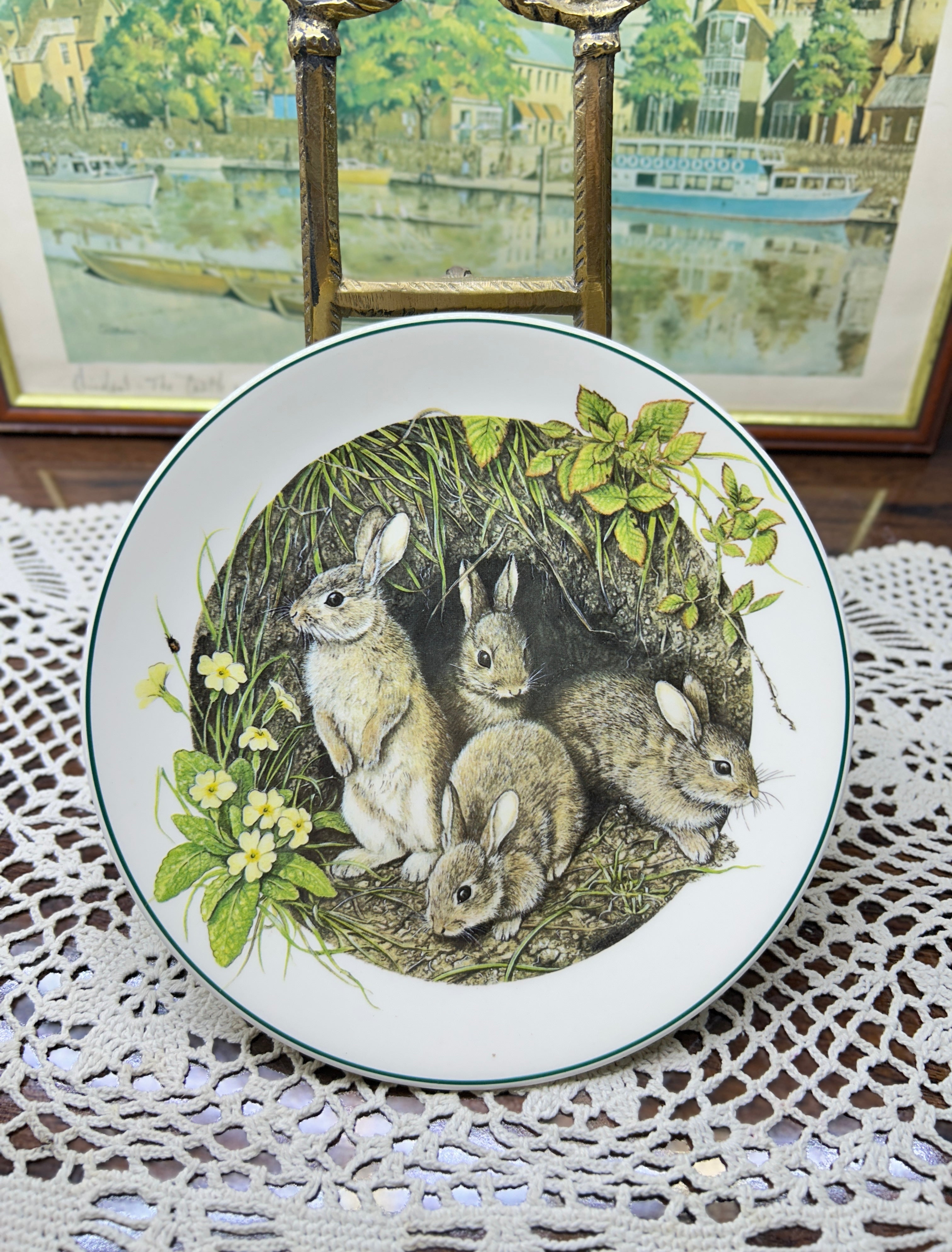 Wedgwood collector wall plate “rabbits in a burrow” from the Baby Animal Collection 7”